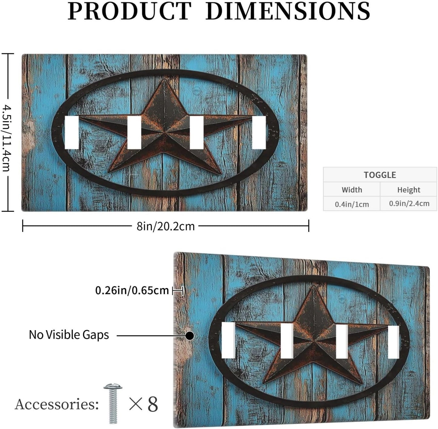 Light Switch Covers Rustic Wood Country Barn Texas Star On Teal Quad Toggle Electrical Faceplate 4 Gang Wall Plate Decorative Switch Plates For Farmhouse Cabin Decor