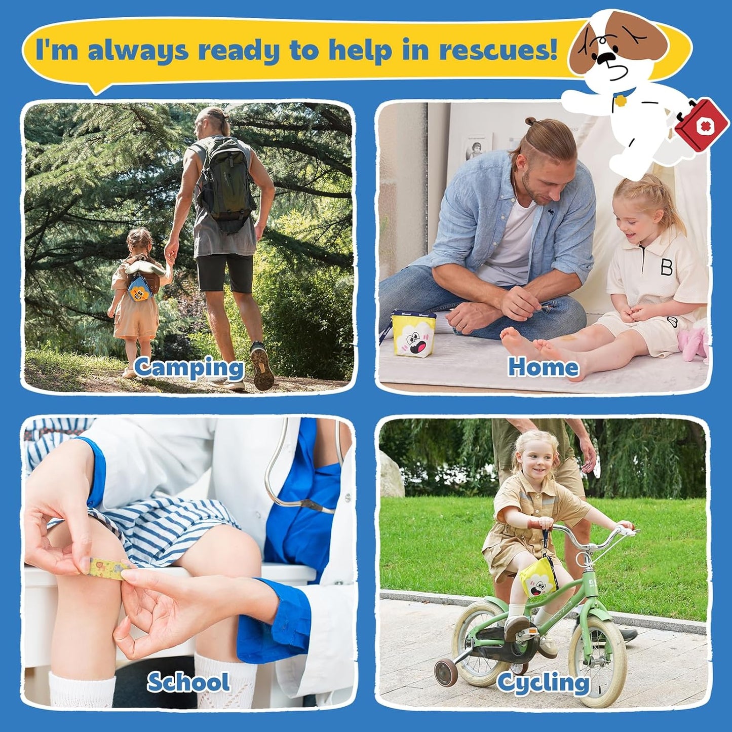 StBernard Kids First Aid Kit, EDC Mini Portable Medical Kit with Cute Bandages, Tools for Children's Daily Boo-Boos, Suits for Home, School, Camping, Hiking, Cub Scouts, Backpacking(Yellow)