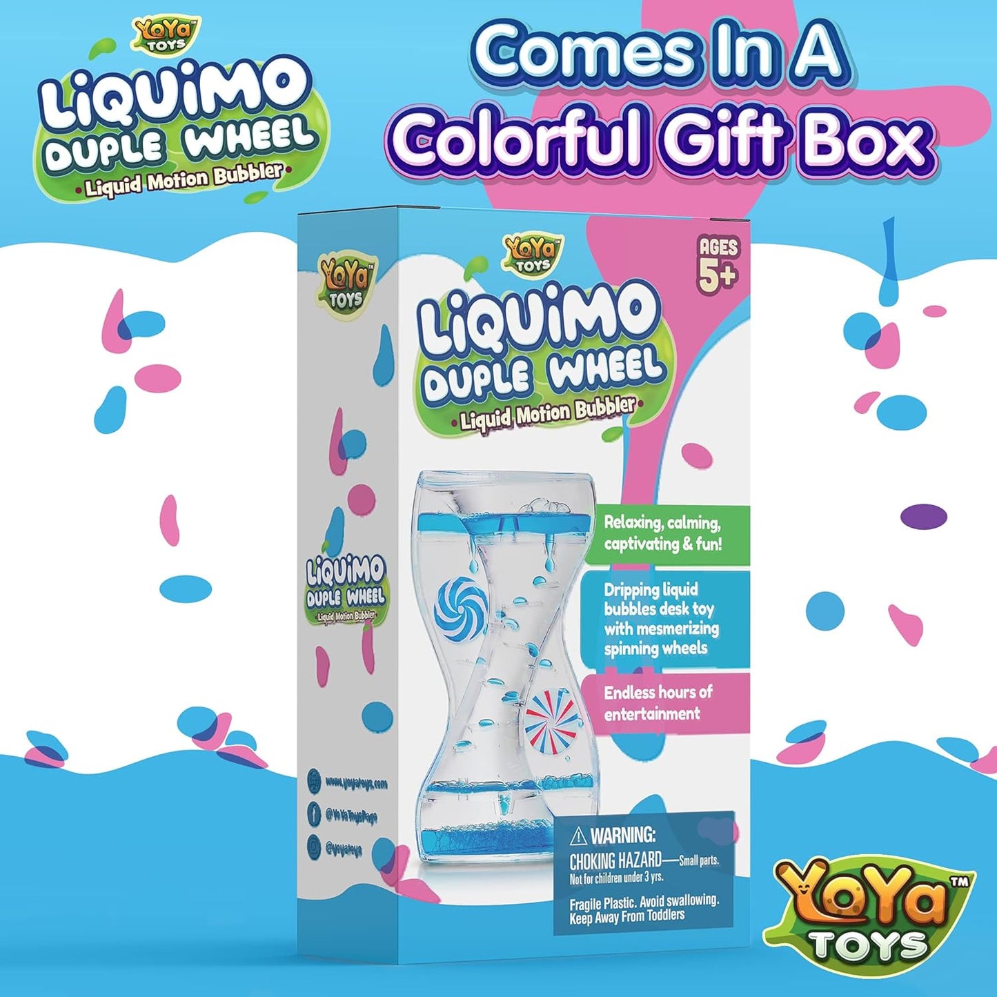 YoYa Toys Liquimo Liquid Motion Bubbler Duple Wheel for Kids - Satisfying Toys for Stress, Anxiety Relief, Autism - Fidget Toy Can Be Used As an Office Desk Toy Timer, Holiday Stocking Stuffers