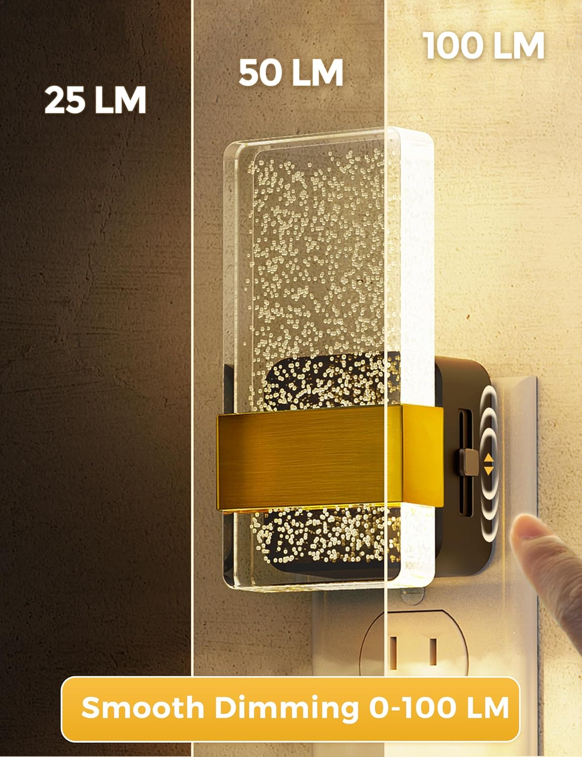 L LOHAS LED Night Lights Plug Into Wall, 2 Pack Plug in Night Light LED with Dusk to Dawn Sensor, 0-100LM Dimmable Nightlight, Wall Sconce-Style Design Nightlights for Bathroom, Hallway,Stairway,Gift