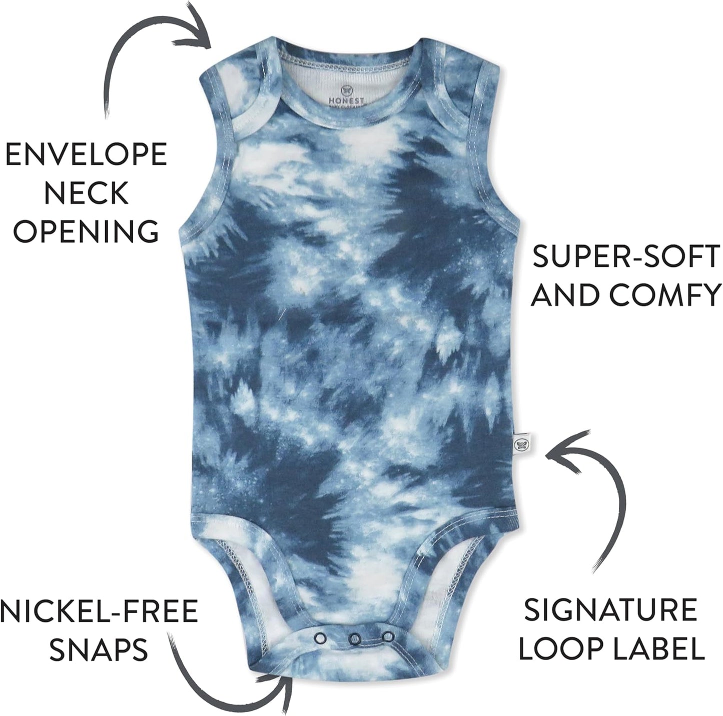 Sleeveless Bodysuits One-piece 100% Organic Cotton for Baby Boys, Girls, Unisex