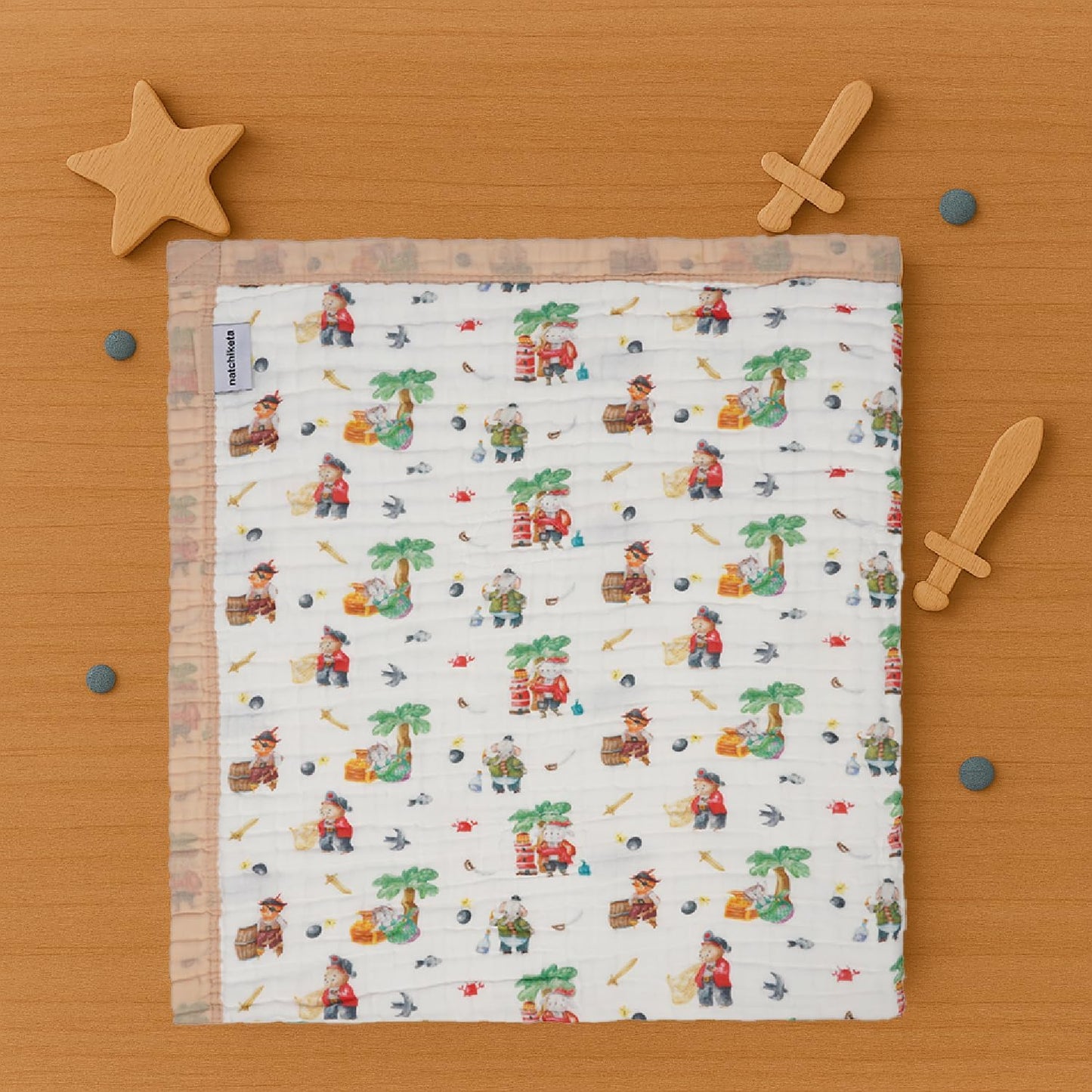 Organic Cotton Muslin Baby Blanket for Boys and Girls - Luxurious Soft Toddler Quilt for Swaddling - Gender Neutral Blankets Makes a Great Animal Pirates