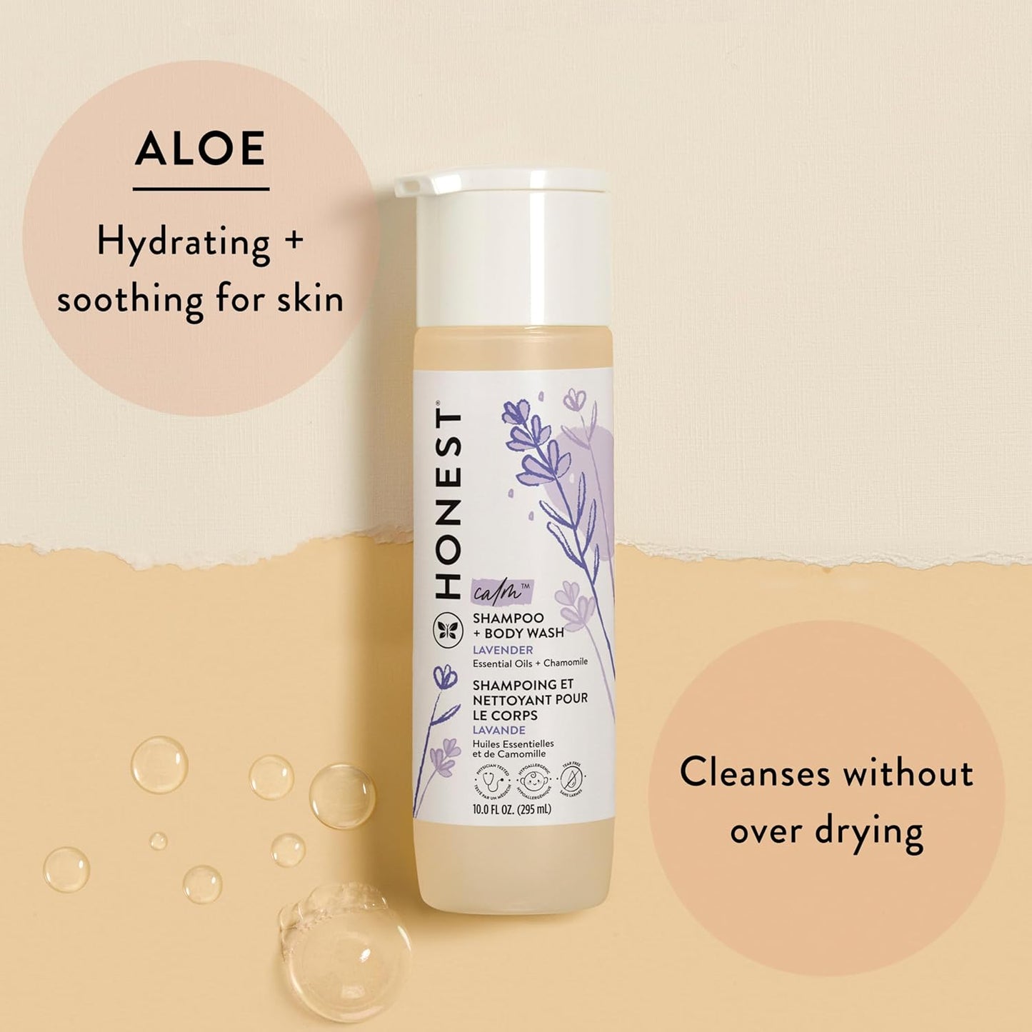 The Honest Company 2-in-1 Cleansing Shampoo + Body Wash and Face + Body Lotion Bundle | Gentle for Baby | Naturally Derived | Lavender Calm, 18.5 fl oz