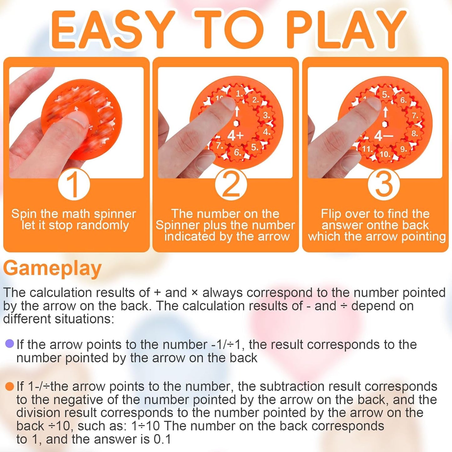 Math Fidget Spinners, Math Fact Fidget Spinners, Math Facts Fidget Spinners (18pcs)