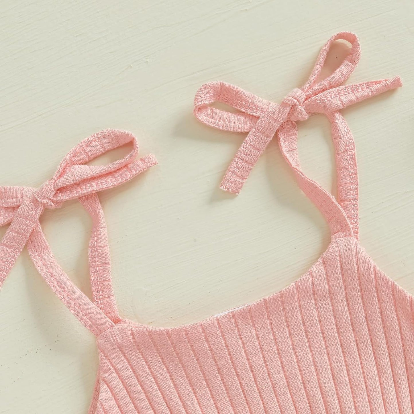 Newborn Infant Baby Girl Romper Ribbed Knit Sleeveless Spaghetti Strap One Piece Jumpsuit Bodysuit Summer Clothes