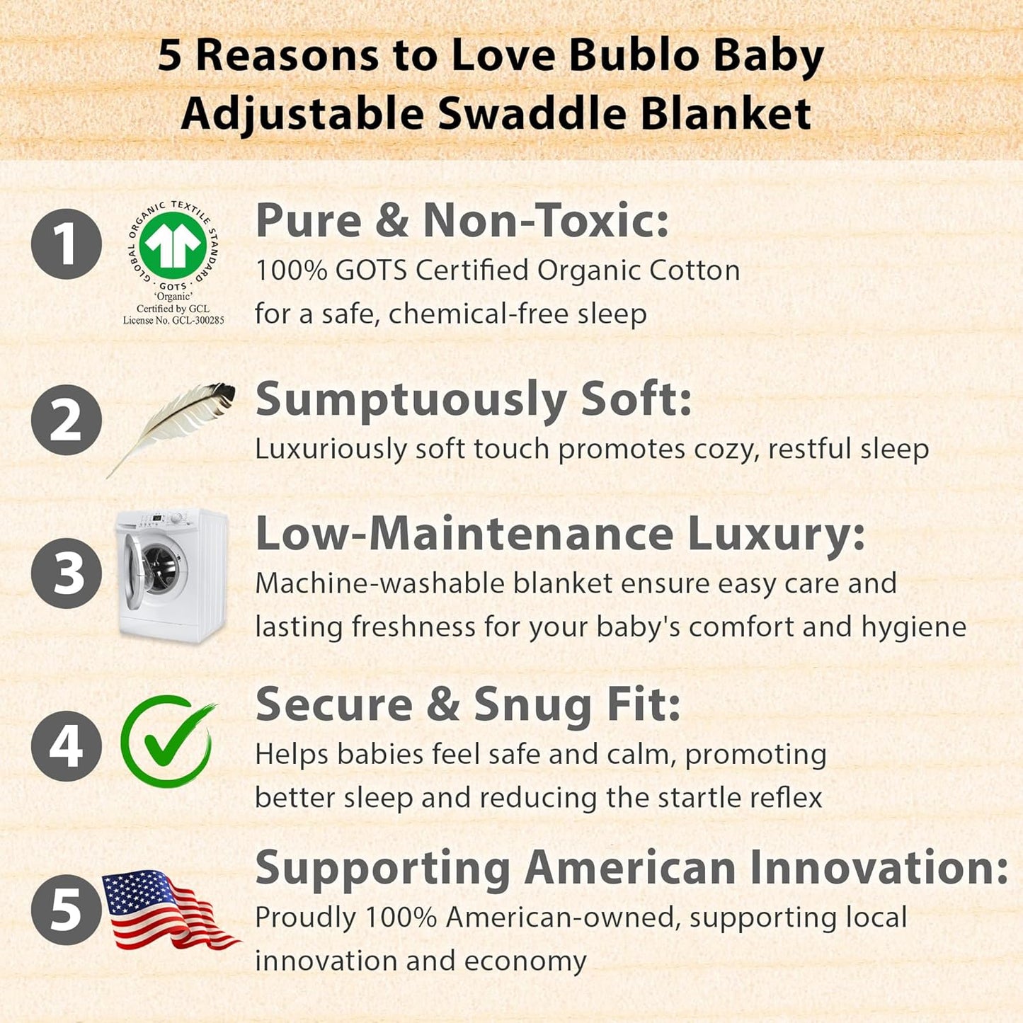 Bublo Baby Swaddles for Newborns – 4-Pack Infant Swaddles 0-3 Months – Adjustable Swaddle Sleep Sack – Soft Organic Cotton Baby Wrap for Safe & Cozy Sleep (Geometric Grey-Cream)