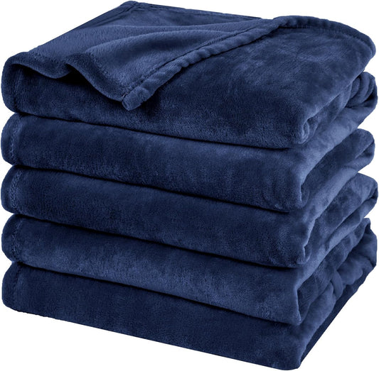 PHF Oversized King Fleece Blanket 120"x120", No Shed No Pilling Big Soft Blanket, Extra Large 10'x 10' Lightweight for Bed, Sofa Travel and Camping, Suitable for All Season, Navy Blue
