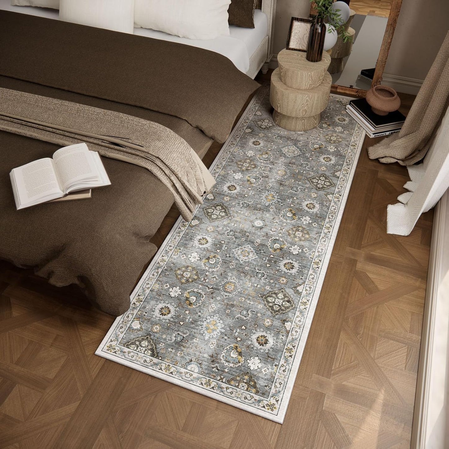 Washable Runners for Hallways Kitchen Rugs: 2'x6' Runner Rug Stain Resistant Non Slip Low Pile Soft Carpet Runners for Hallways Indoor Entryway Kitchen Laundry Room Bedroom Bathroom Farmhouse