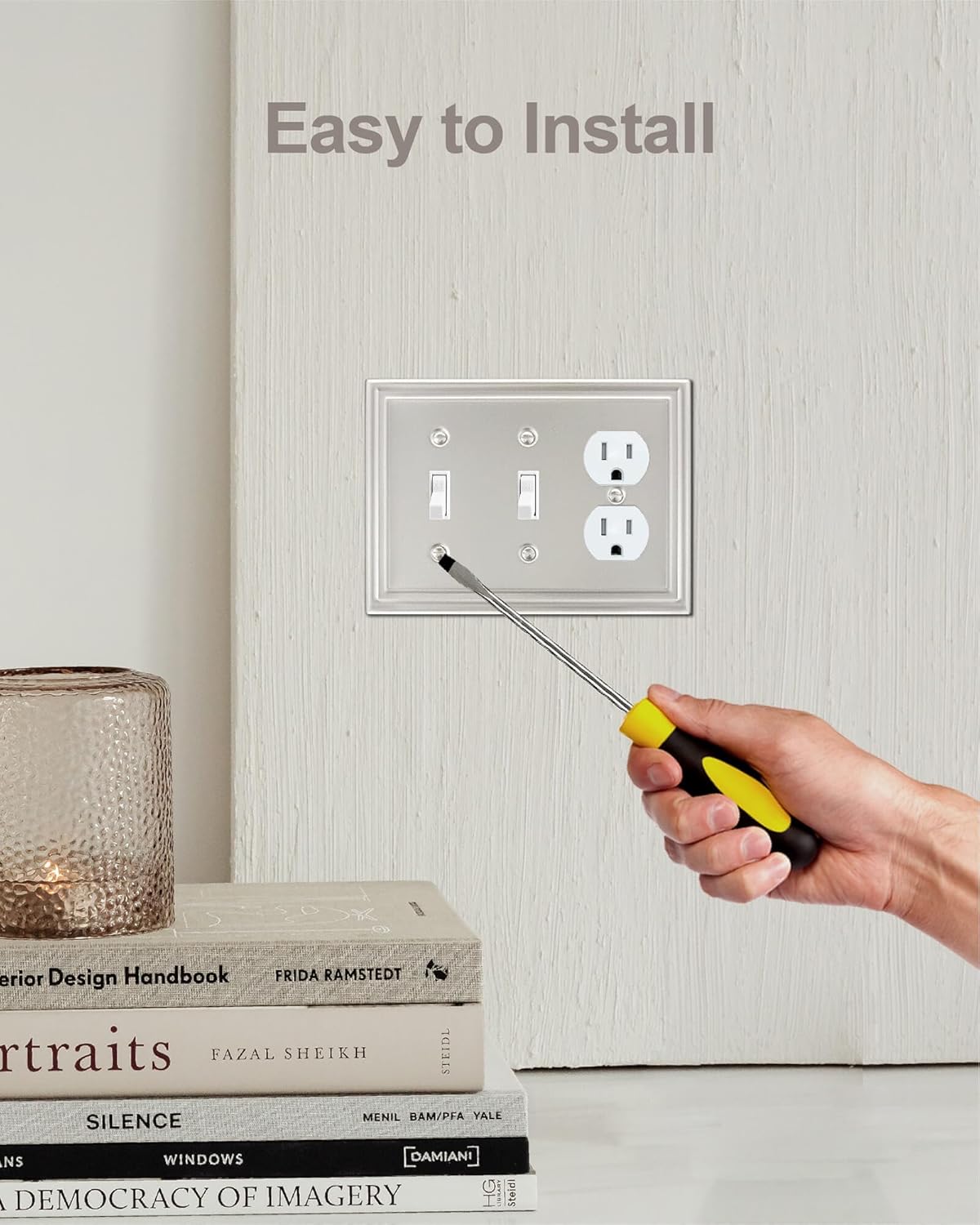 2-Pack Combination 2 Toggle/1 Duplex Wall Plate, Satin Nickel Switch Plate and Outlet Cover, Midsize, A035 Series