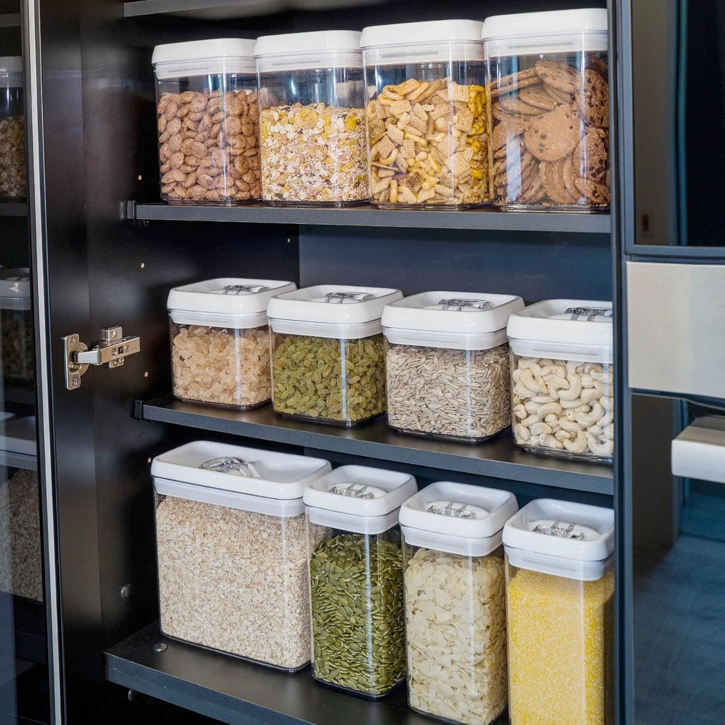 Felli Flip Tite Food Storage Container 5" LARGE Size Airtight Lid Lock Top, Stackable Kitchen Canister for Space Saving, Pantry Fridge Cupboard Organizer, Spice Seasoning Pet Treats Snack (1.1 qt)