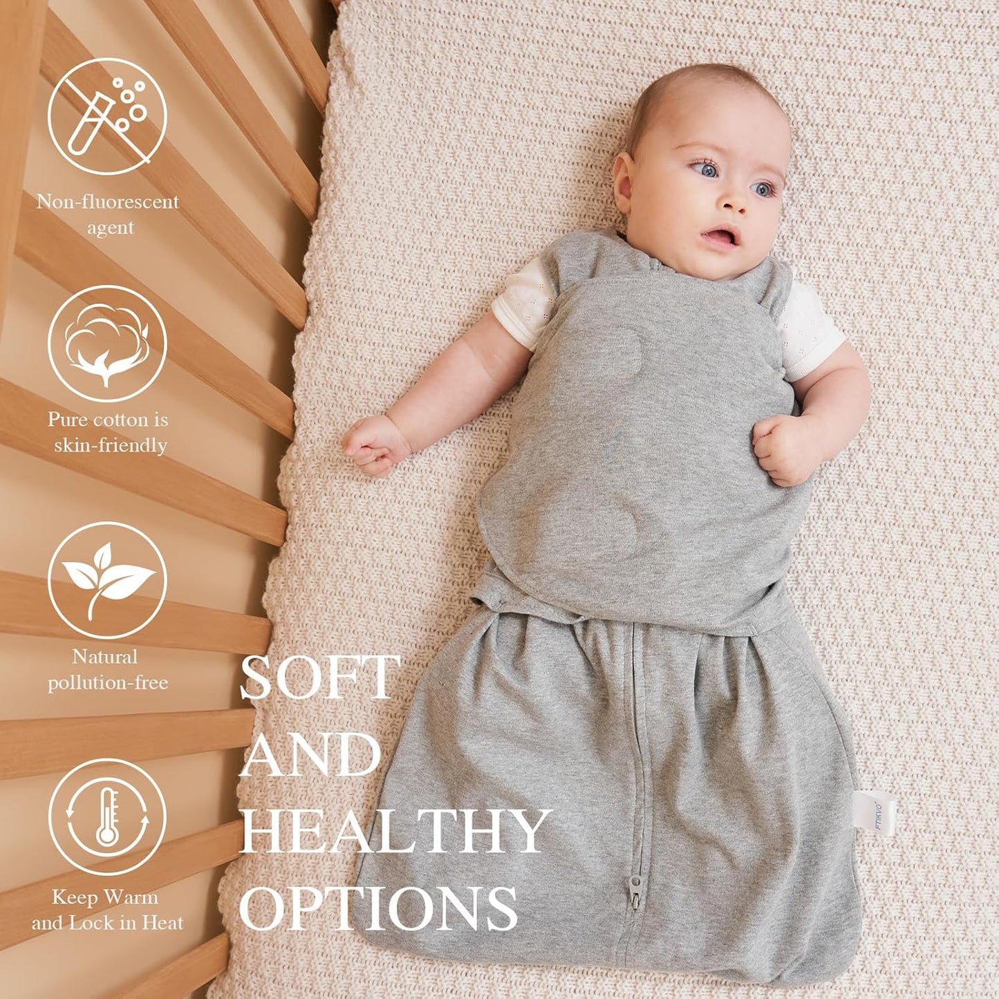 Swaddle-Blanket Baby Girl & Boy Swaddles Newborn Infant Transition 100% Cotton Wrap Blankets, 3-Way Adjustable Wearable Blanket, TOG 1.0 (Little Monster, 0-3 Month)