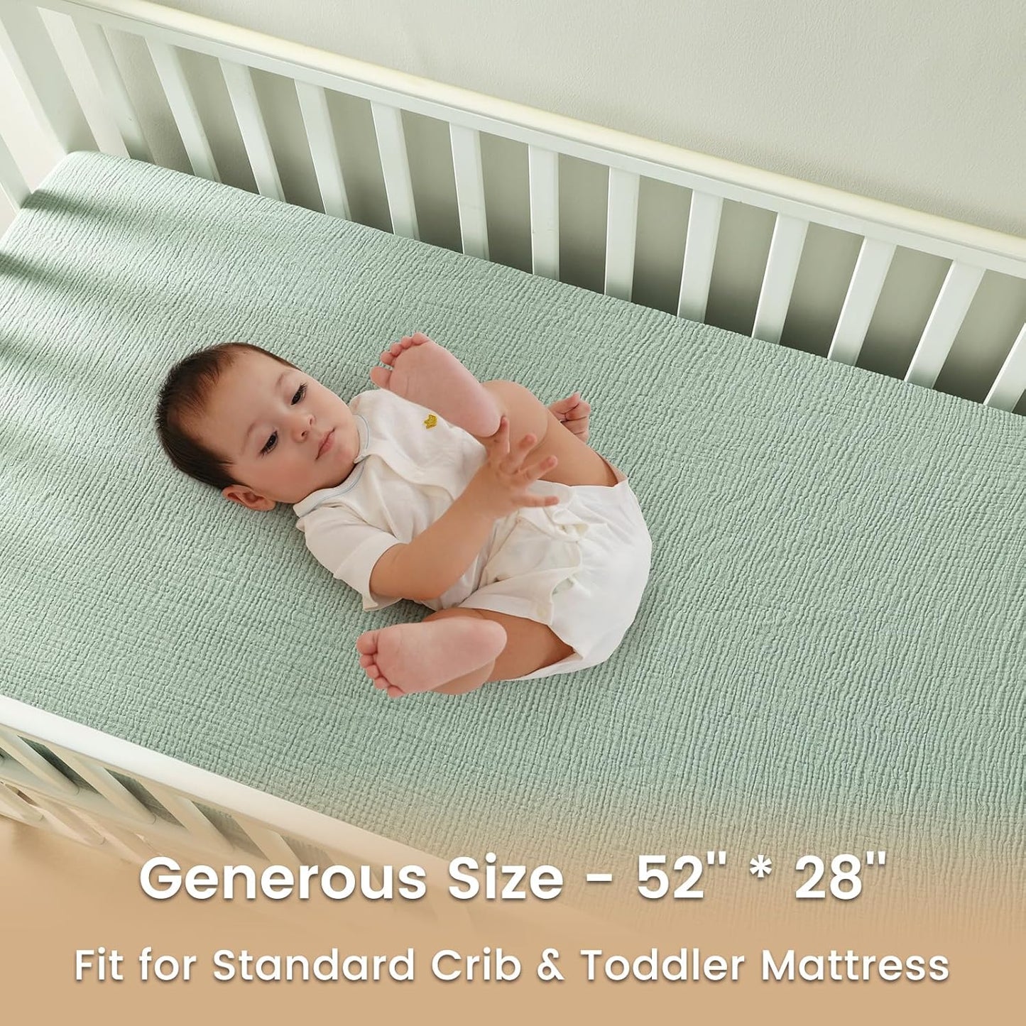 david's kids Muslin Crib Sheets for Boys Girls, 2 Pack 100% Cotton Soft Breathable Fitted Baby Sheet Set, 28x52 Inch Fits Standard Crib and Toddler Mattresses, Animals