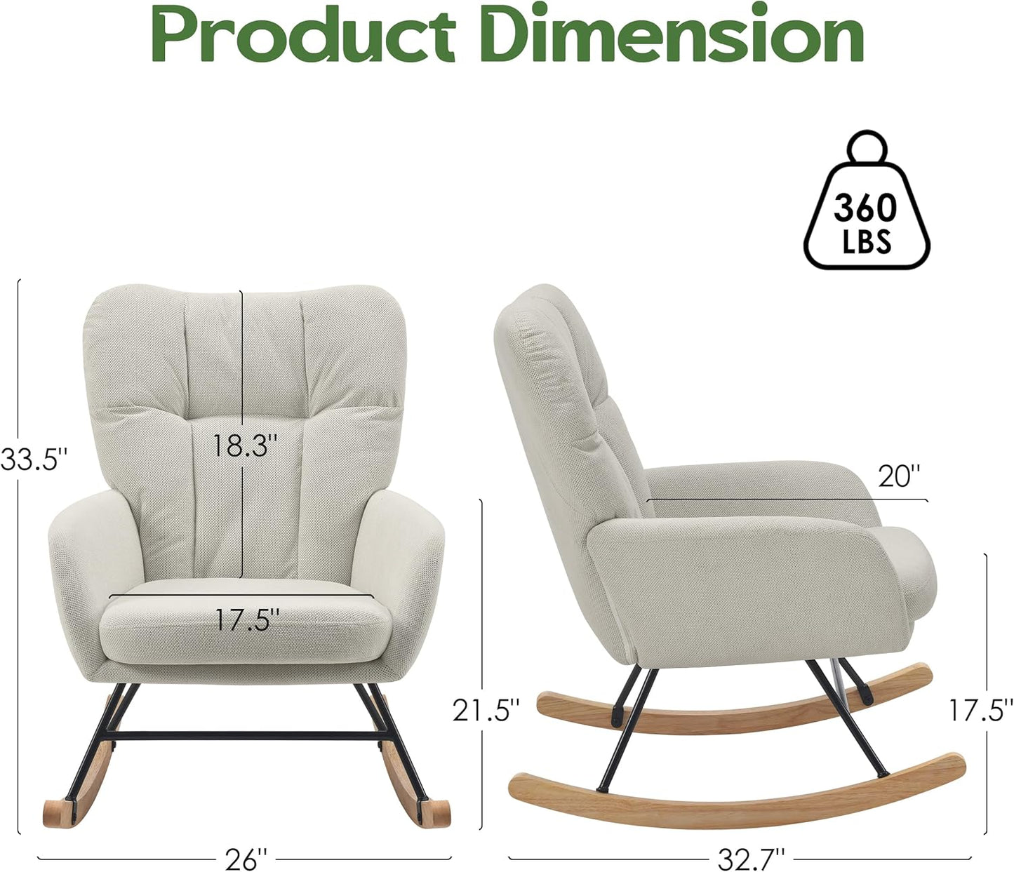 Rocking Chair Nursery, Teddy Baby Nursery Rocking Chairs, Modern Nursing Chair for Breastfeeding, Nursery Rocker for Small Spaces Indoor, Accent Glider Chairs for Living Room, Bedroom, Beige