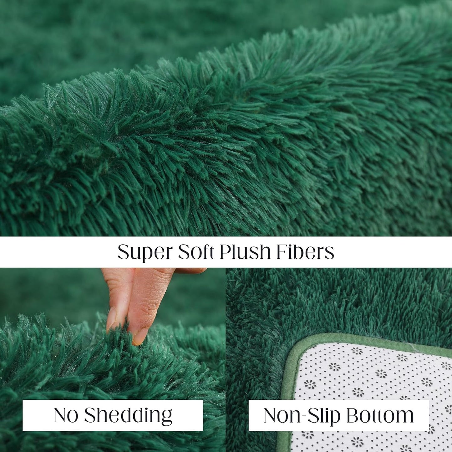 Ultra Soft Fluffy 6x9 Green Area Rugs - Plush Non-Slip Indoor Carpet for Living Room, Bedroom, Nursery, Study, Kids Room Decor