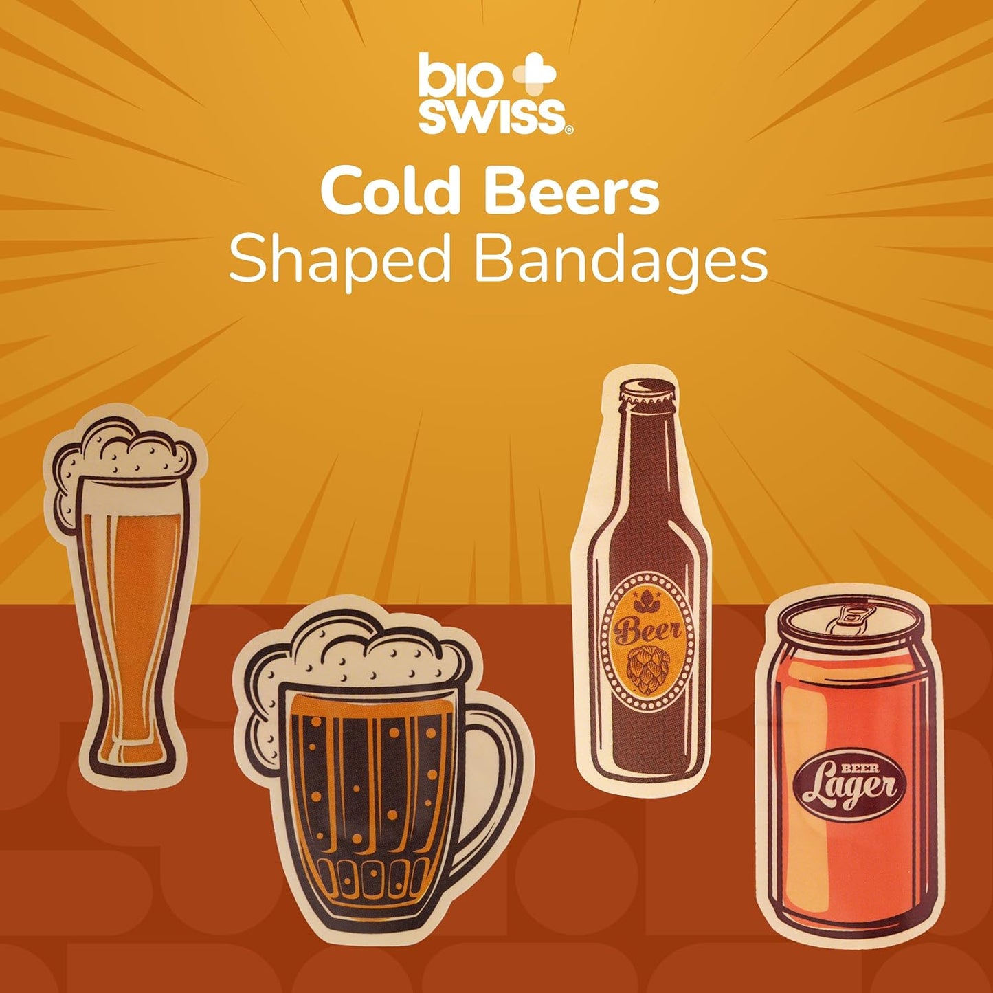 BioSwiss Bandages, Cold Beverage Shaped Self Adhesive Bandage, Latex Free Wound Care, Fun First Aid Kit Supplies for Adults, 24 Count