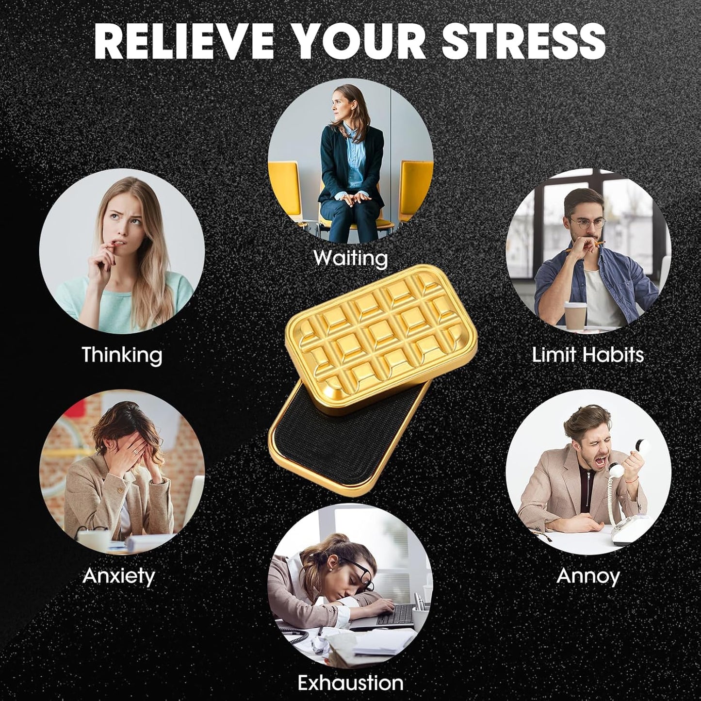 Fidget Slider for Adults - Brick Slider Metal Fidget Toys, Anxiety/ADHD/Annoy Relieving EDC Metal Fidget, Stress Reducing Toy - Gift for Adults & Teen (Gold)