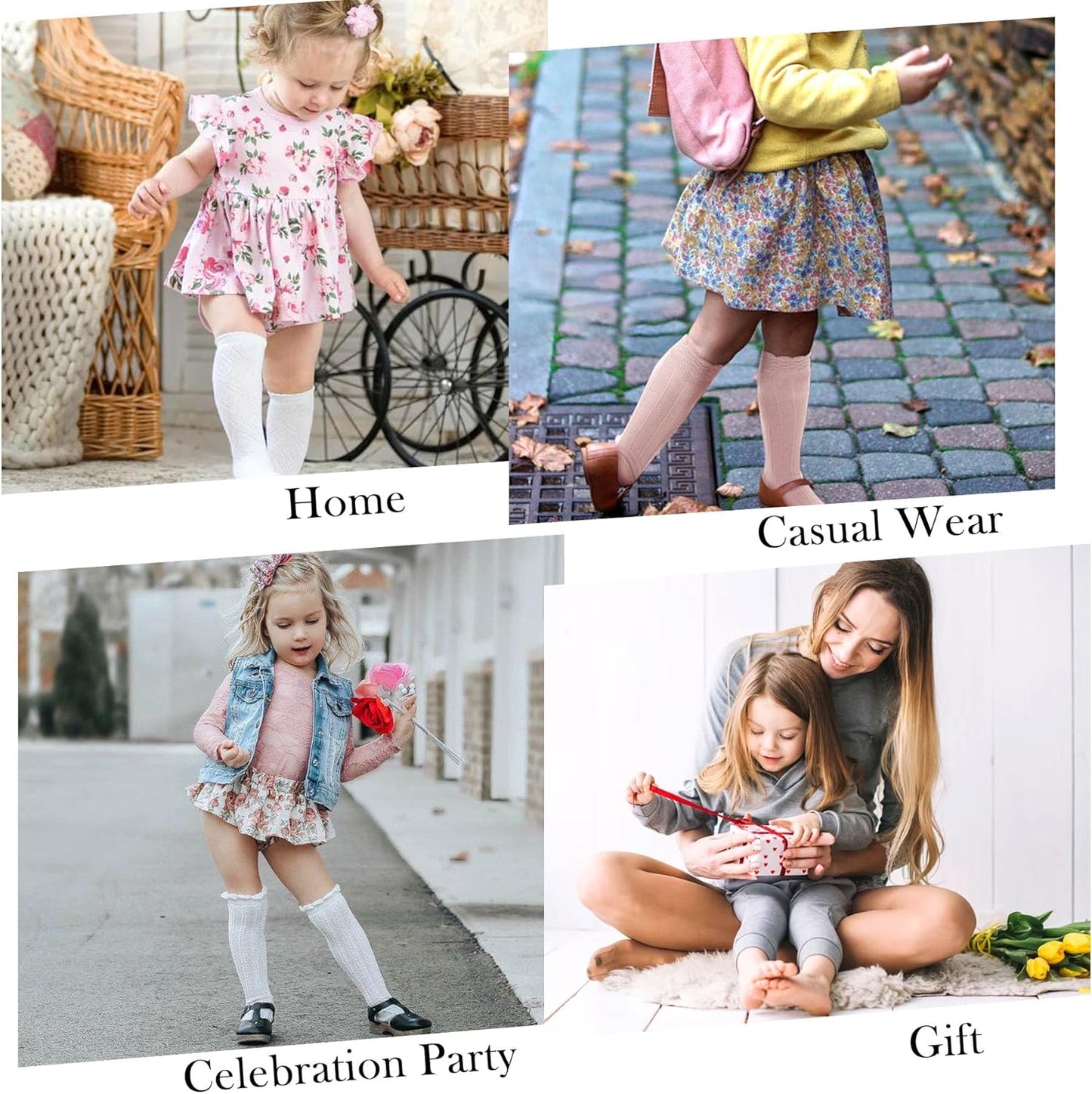 Zando Baby Knee High Socks - Infant to Toddler, Cotton Ruffle Socks, Warm Girls & Boys Long Stockings, 3-6 Pairs