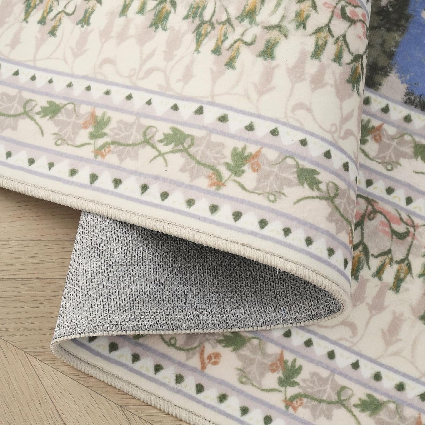 4x6 Rug for Bedroom Impressionist-Style Vintage Washable Rugs Non Slip Low Pile Small Carpet for Bedside Kids Room Office Dining Room, Beige