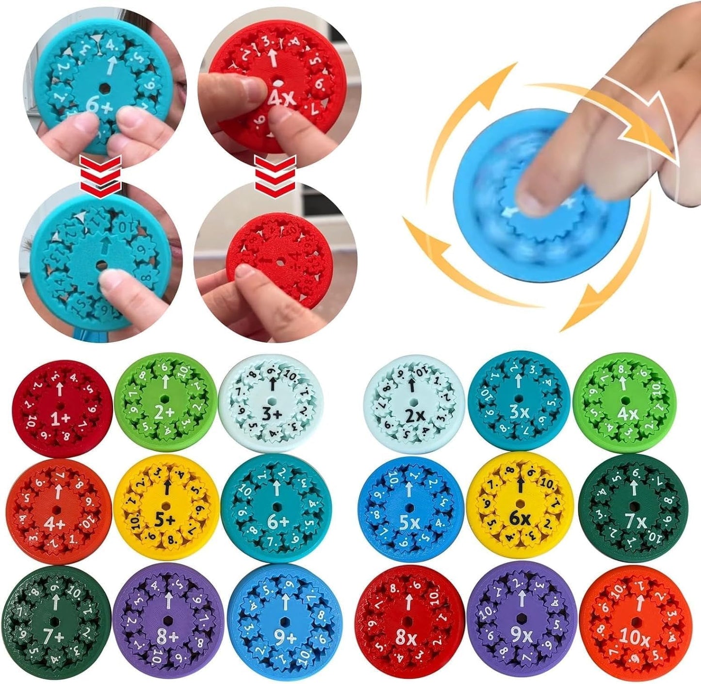 9 Pcs Math Fidget Spinners Toy, Math Fidget Sensory Spinner Counting Toys, Number Fidget Toys for Kids Math Games, Montessori Educational Toys for Kids Learning(Adition &Subtraction)