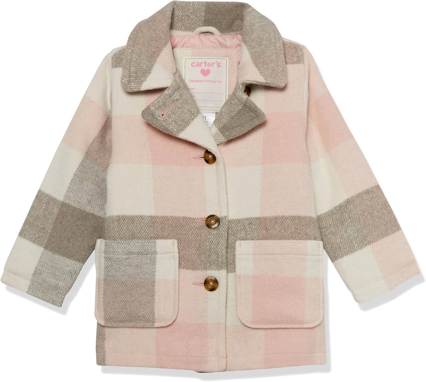 Carter's Toddler Girls Midweight Jacket, Warm, Hooded, Water-Resistant Winter Coat