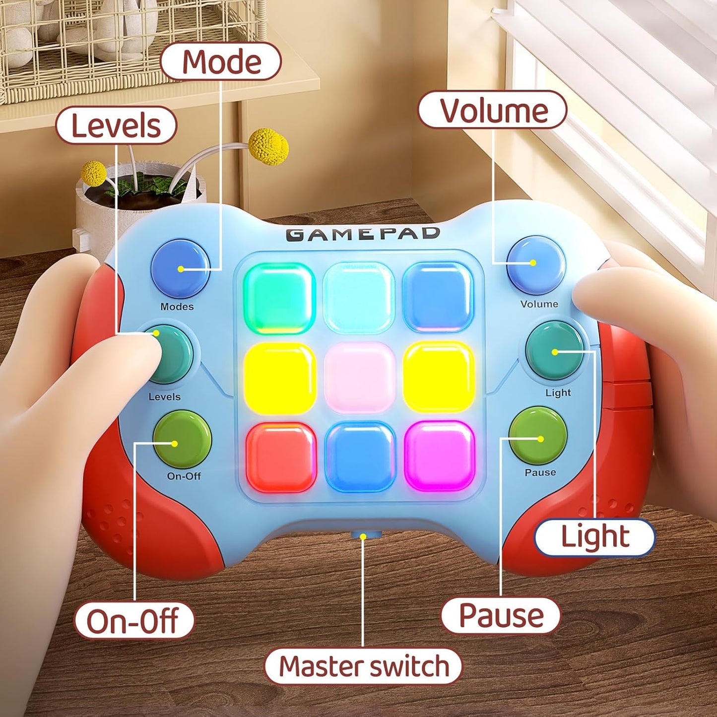 2024 New Fast Push Game Light Up Pop Fidget Toys,Its Electronic Handheld Game for Kids Teens Adults,Youth Quick Push Buttons Gamepad,Xmas Birthday Gifts Toys for Boys Girls,Ages 3 and Up (red)