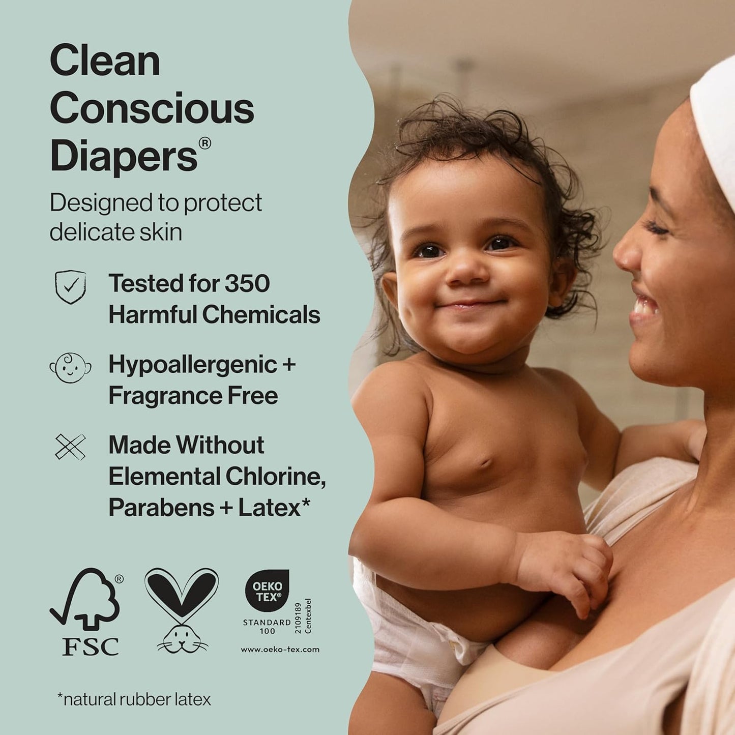 The Honest Company Clean Conscious Diapers for Delicate Skin | Up to 100% Leakproof | Hypoallergenic, Fragrance Free | Gender Neutral | Super Club Box, Size 7 (41+ lbs), 64 Count (Prints May Vary)