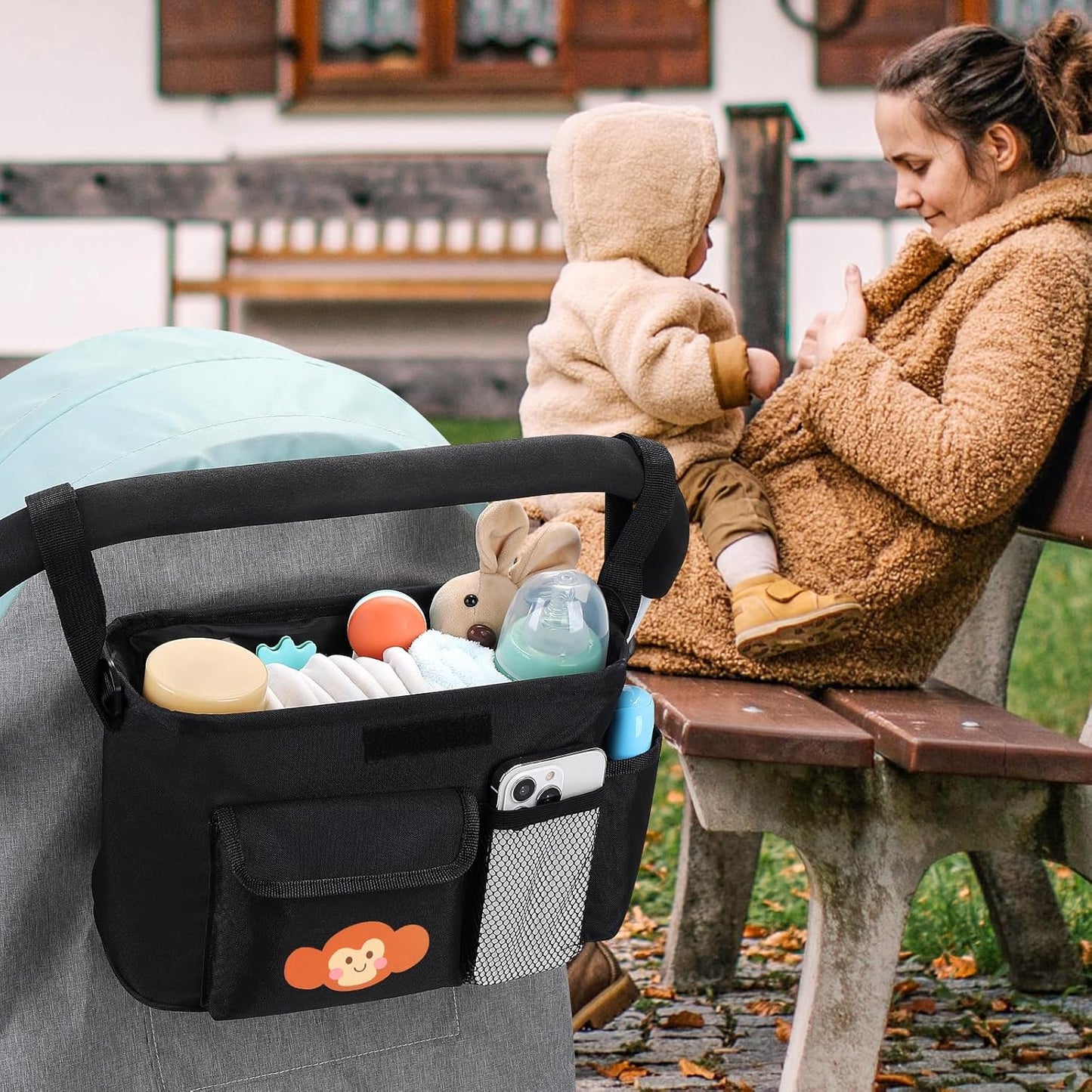 Accmor Universal Stroller Organizer with Cup Holder and Shoulder Strap, Stroller Bag Caddy Organizer Stroller Accessories for Uppababy, Baby Jogger, Nuna, Doona, Britax Strollers