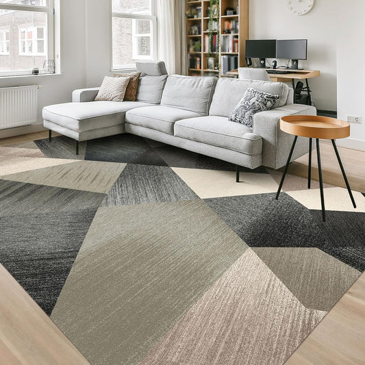 HOMFINE Washable Modern Area Rug - Geometry Style 6x9 Rugs for Living Room, Bedroom, Machine Washable Rug Soft Non Slip Non Shedding Area Rug - Green, 6'x9'