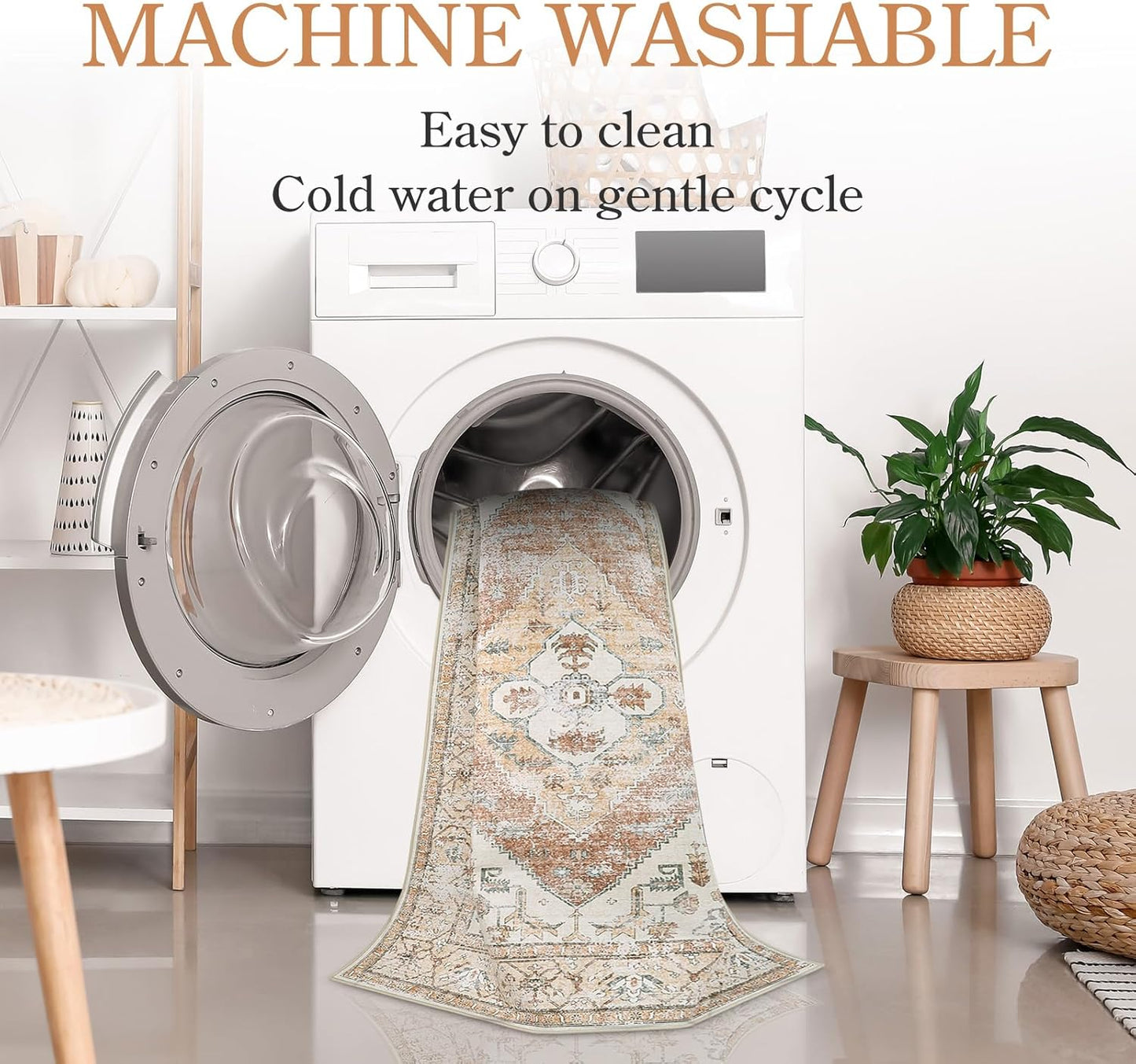 Lahome Boho Kitchen Rugs Washable - 2x3 Small Non-Slip Entry Rugs for Inside House Oriental Throw Area Rugs for Bedroom Accent Distressed Floor Doormat Carpet for Bathroom Entryway Laundry Living Room