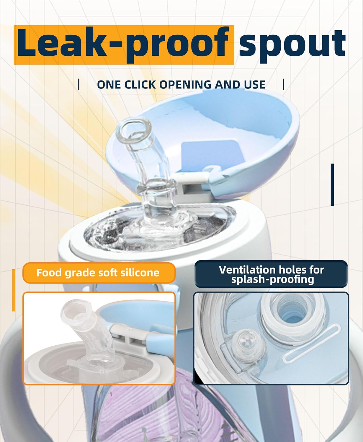 Bunnytoo Baby Sippy Cup with Weighted Straw for Infants 6-12 Months, 8oz Toddler Drinking with Handles, BPA-Free, Transition Trainer for 1+ Year Old (Purple)