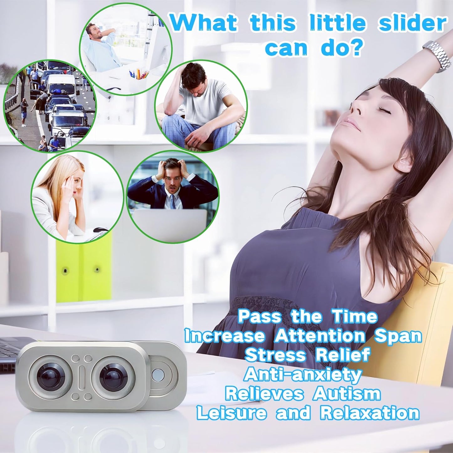 New Abstract Owl Shape Design Fidget Slider,Men's EDC Hand Slider,Poker Push Card Stress Relief Toys,Interesting Fidget Toys for Adults/Office Desk Toys Gifts for Boyfriend and Father (Silvery-Black)