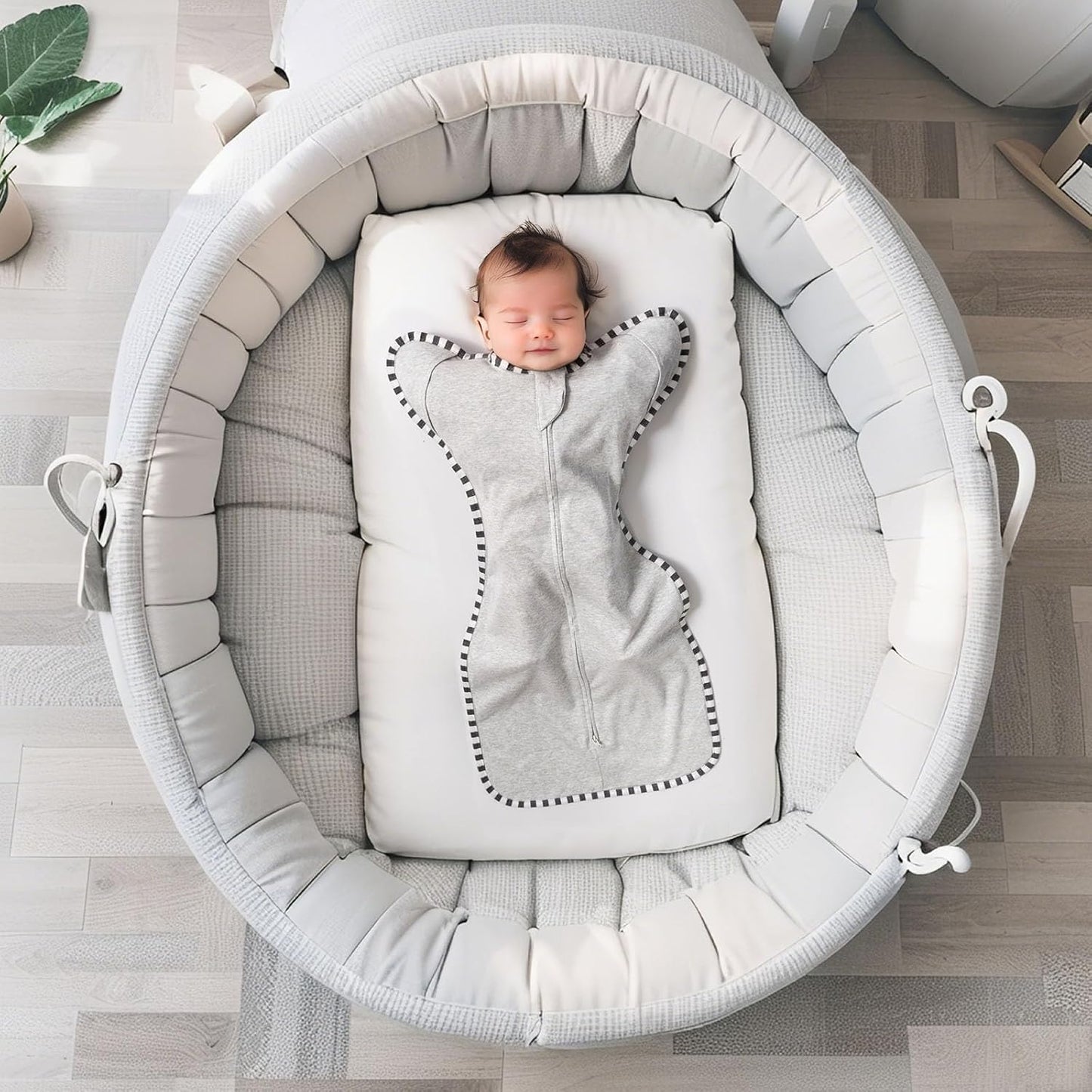 Transition Swaddle, 2 Pack 100% Cotton Baby Sleep Sack, 2-Way Zipper Infant Arm Up Swaddle for Newborn Baby Boys Girls (Light Grey + Estate Blue, M(3-6 Months))