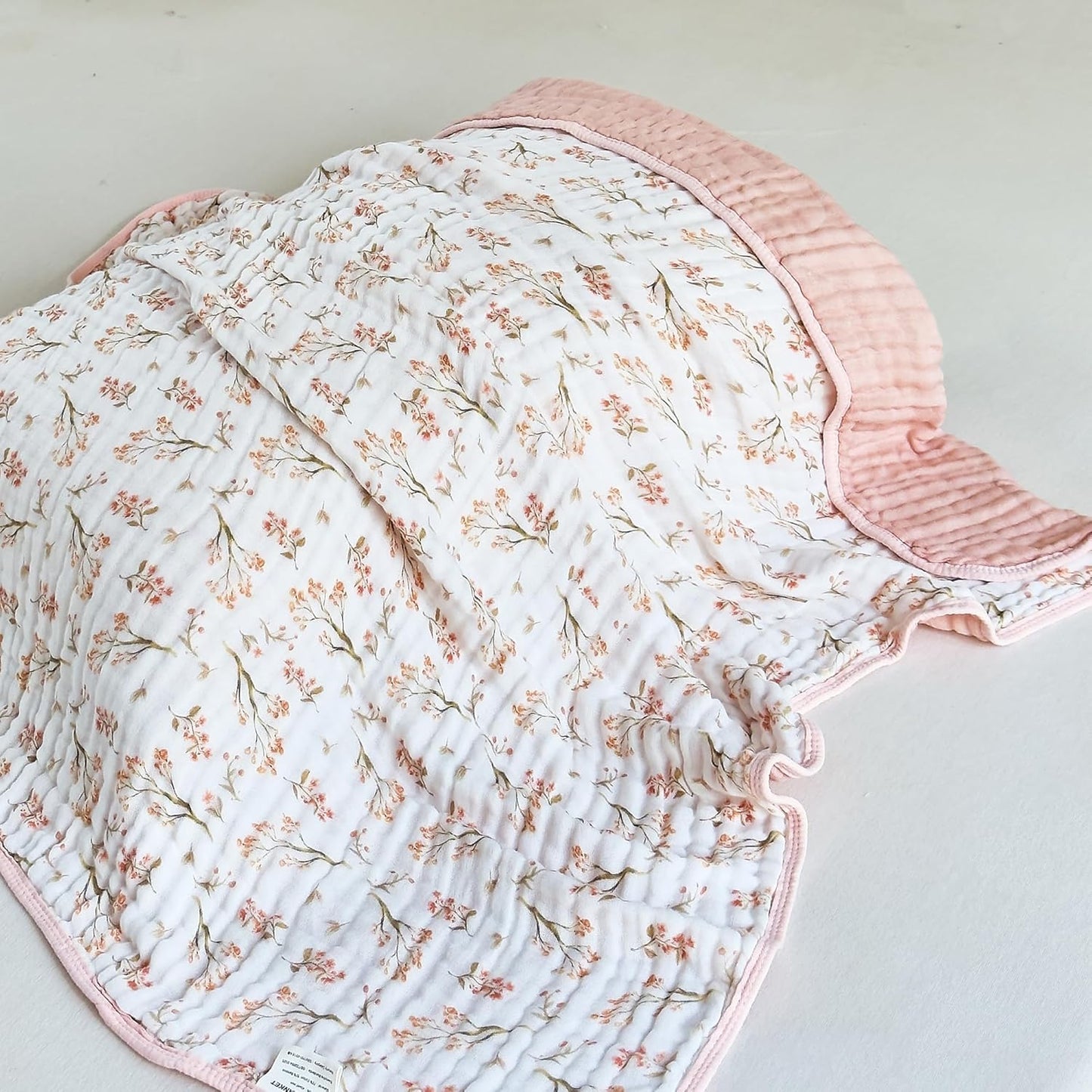 Pack of 2 Ultra Soft Muslin Baby Blankets for Girls Boys Breathable Lightwight Cotton Muslin Swaddle Blankets for Infant Toddler Newborn Nursery Swaddling Wrap 43"X43" (Floral and Pink)