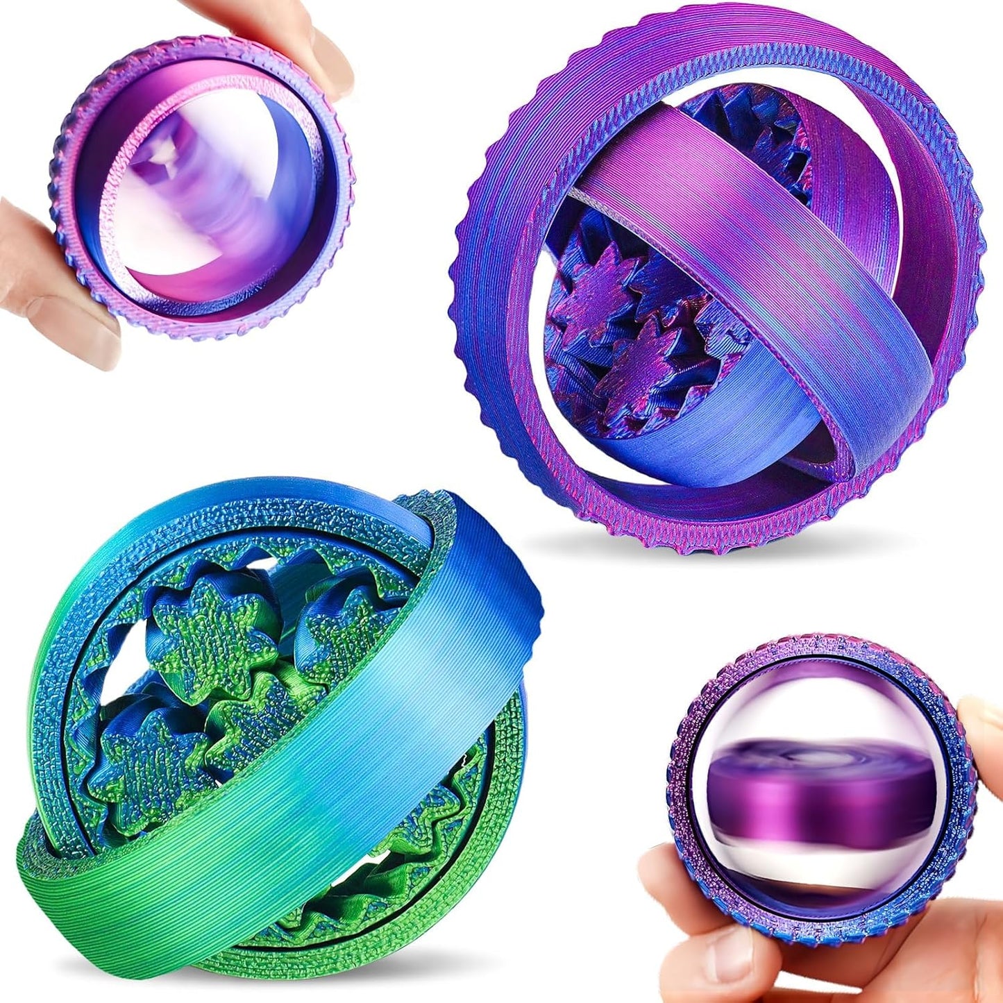 2-Pack 3D Printed Fidget Spinners for Kids & Adults - Stress Relief Toys for ADHD, Anxiety & Sensory Needs | Quiet Office Desk Toy & Party Favors - Birthday Goodie Bag Fillers for Kids