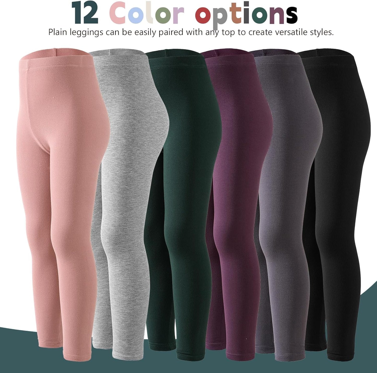 12 Pack Girls Leggings Toddler Girl Pants Casual Yoga Pants for Girls High Waisted Stretch Leggings Kids