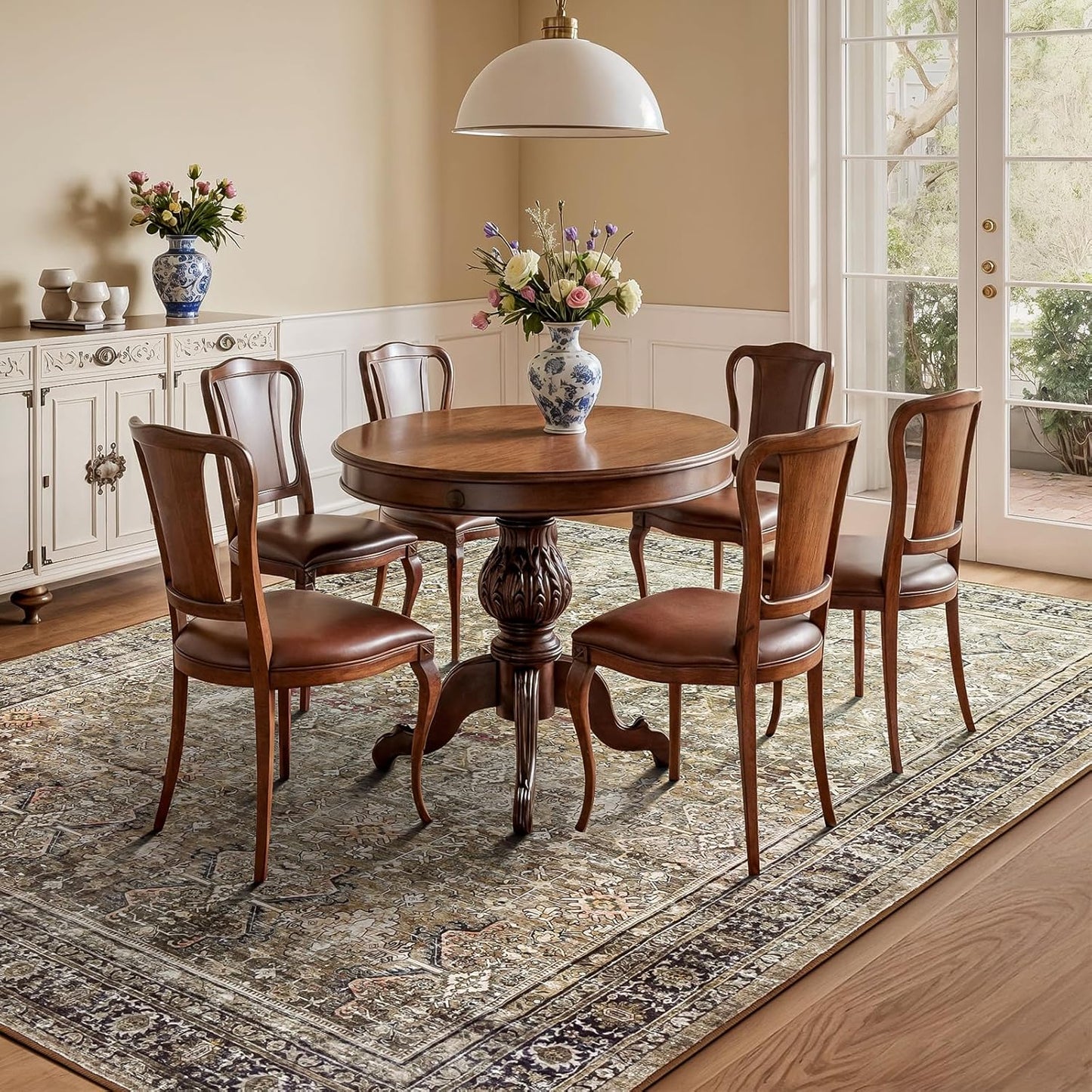 Lofus 5x7 Area Rug for Living Room,Brow Washable Area Rugs with Non-Slip Backing,Soft Neutral Carpets for Bedroom Dining Room Home Office Indoor Nursery