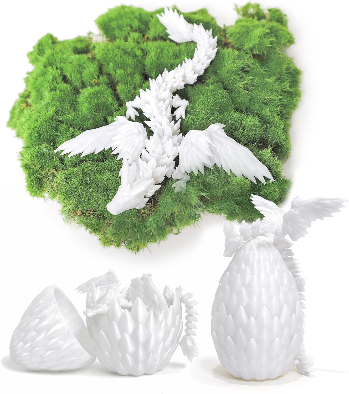Upgraded 3D Printed Flying Dragon in Egg - Surprise Egg with Flexible Winged Dragon Inside, Mystery Beautiful Fidget Toy, Birthday Gift, Desk Figure Decor (Glow in The Dark)