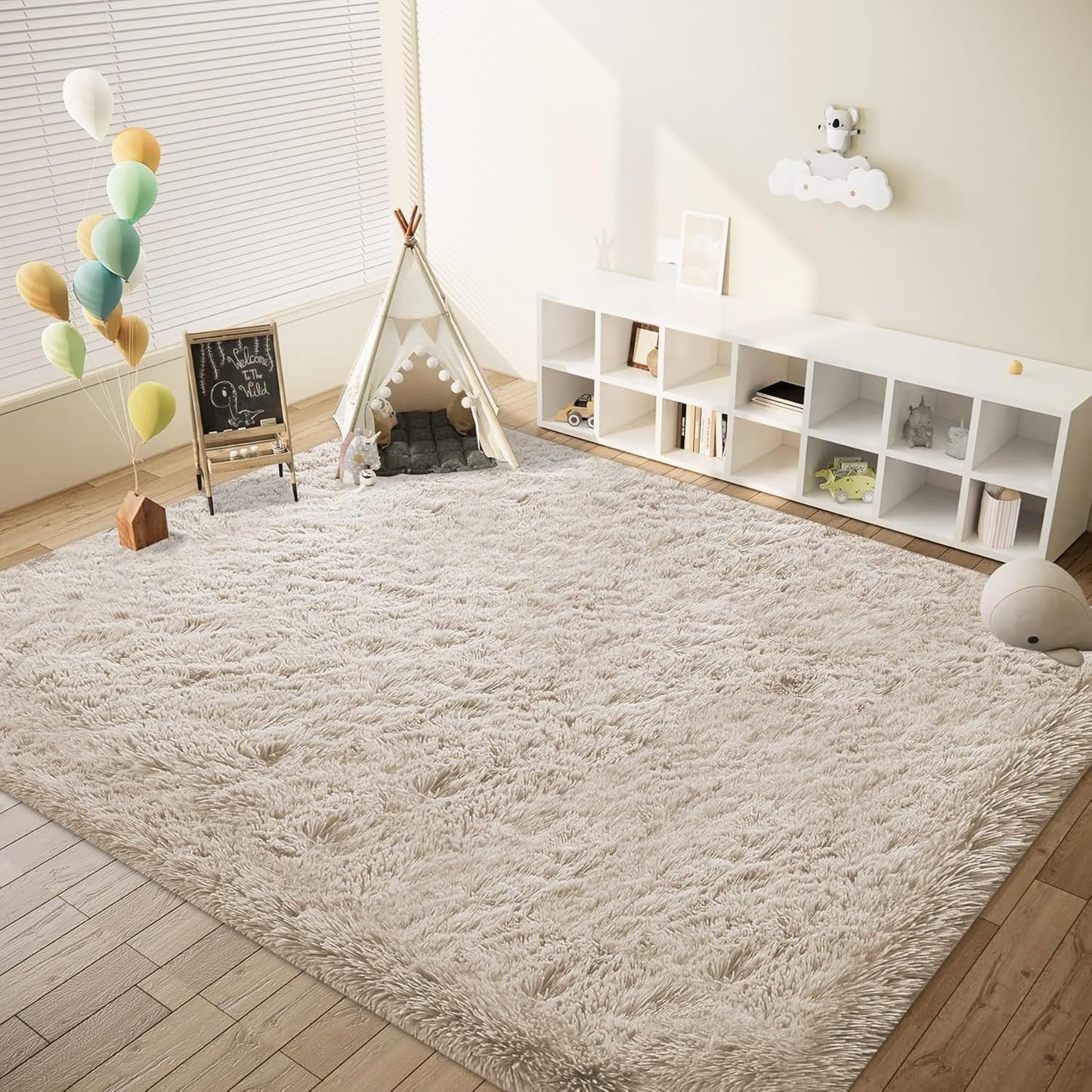 8x10 Area Rug for Living Room: Fluffy Shag Soft Washable Rugs Large Fuzzy Plush Indoor Carpet for Bedroom Nursery Playroom Kids Girls Boys Room (Camel, 8'x10')