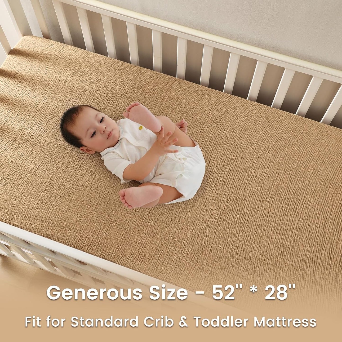 david's kids Muslin Crib Sheets for Boys Girls, 2 Pack 100% Cotton Soft Breathable Fitted Baby Sheet Set, 28x52 Inch Fits Standard Crib and Toddler Mattresses, Woodland Animal