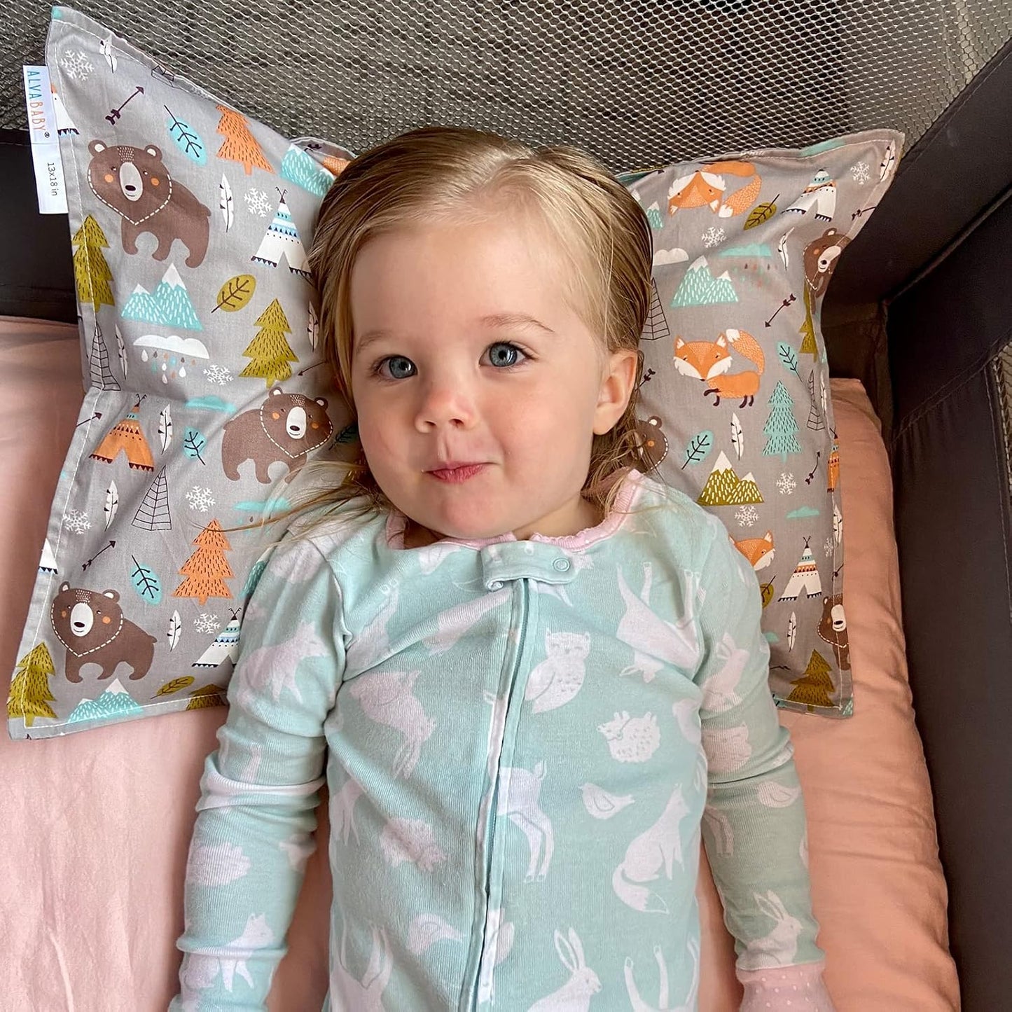 ALVABABY Toddler Pillowcases 2 Pack Organic Cotton Kids Pillow Cover Fit 13"x 18" or 14"x20" Envelope for Girl Boy Sleepy Travel