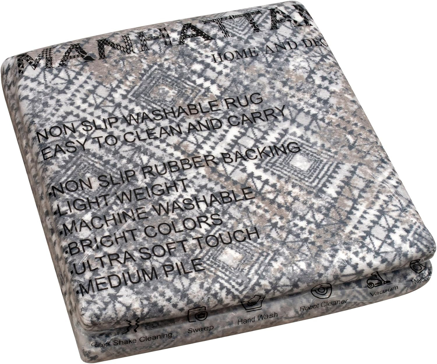 Non-Slip Washable 5x7 Area Rugs for Living Room Bedroom, Ultra Soft Bedside Rug, Indoor Floor Carpet for Kids Girls and Boys, Dorms, Nursery Rooms, Non-Skid Area Rug, Square Multi, 5' x 7'