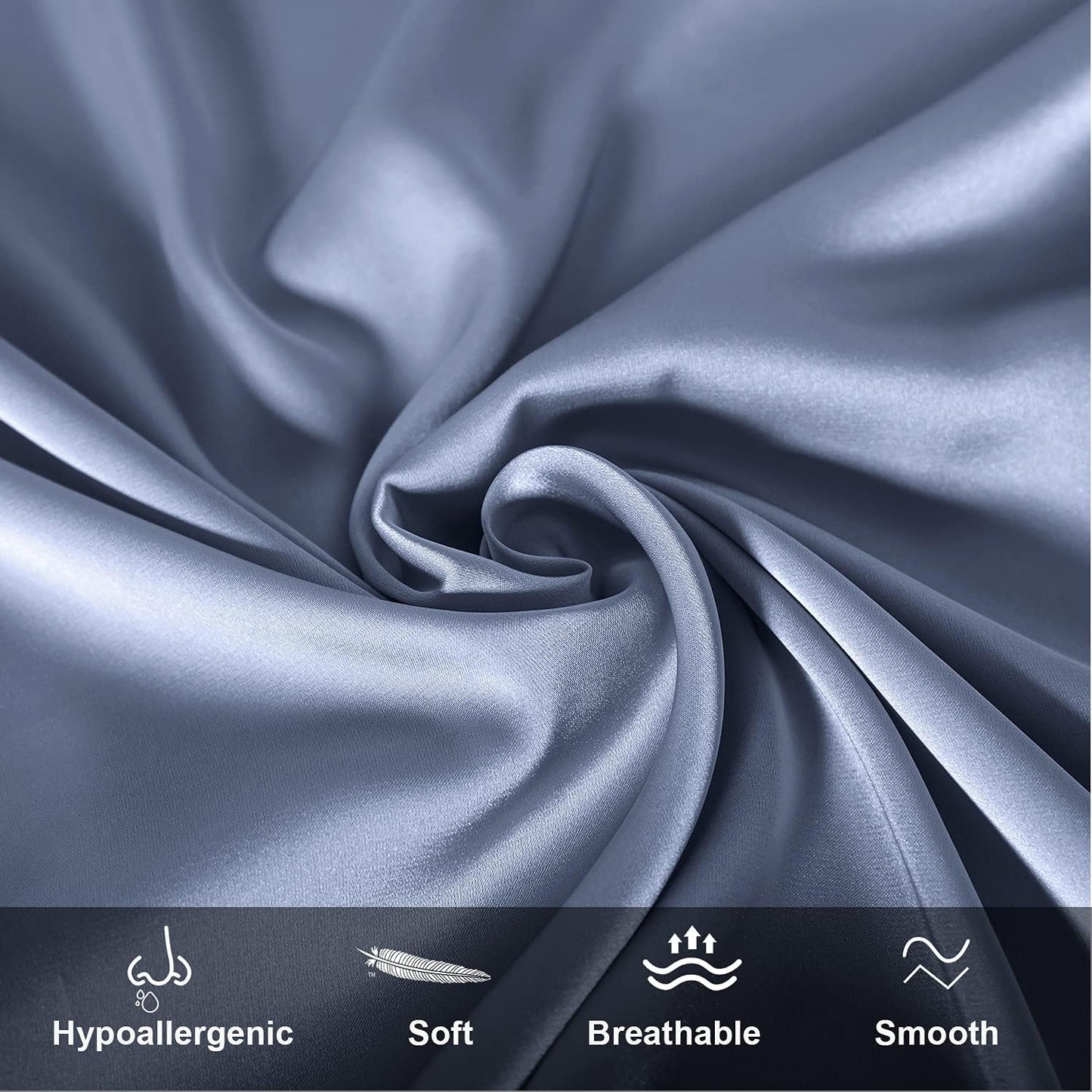 Mulberry Silk Pillowcase for Hair and Skin,Standard Size Cooling Silk Pillow Case with Hidden Zipper,Allergen Proof Dual Sides Soft Breathable Smooth Silk Pillow Cover for Women(Standard,Grayish Blue)