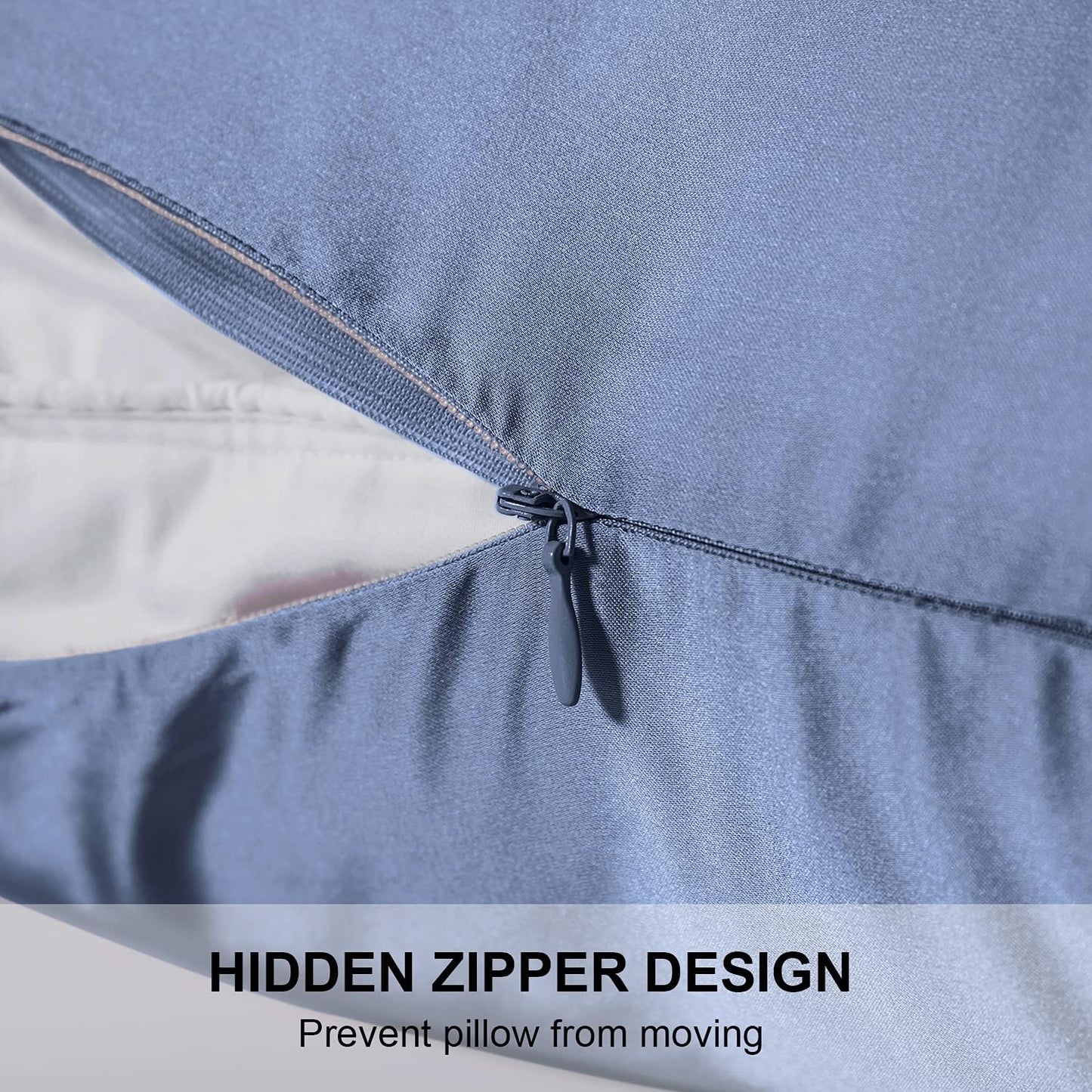 Mulberry Silk Pillowcase for Hair and Skin,King Size Cooling Silk Pillow Case with Hidden Zipper,Allergen Proof Dual Sides Soft Breathable Smooth Silk Pillow Cover for Women(King,Grayish Blue)