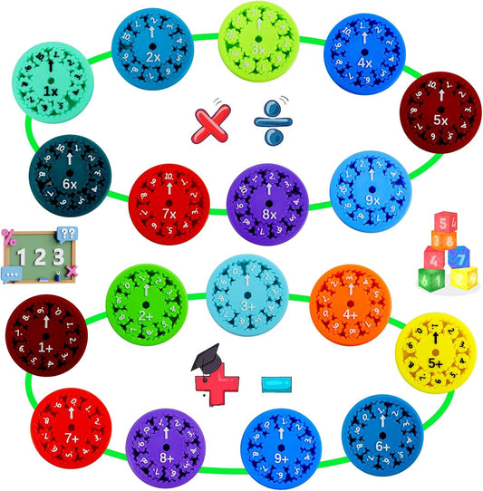 18 Pcs Math Fidget Spinners Toy for Kids, Perfect for Learning Add Subtract Multiplication Division with The Math Spinners, 3D Printing Math Fact Fidget Spinners Prize Toys for Kids Classroom (18pcs)