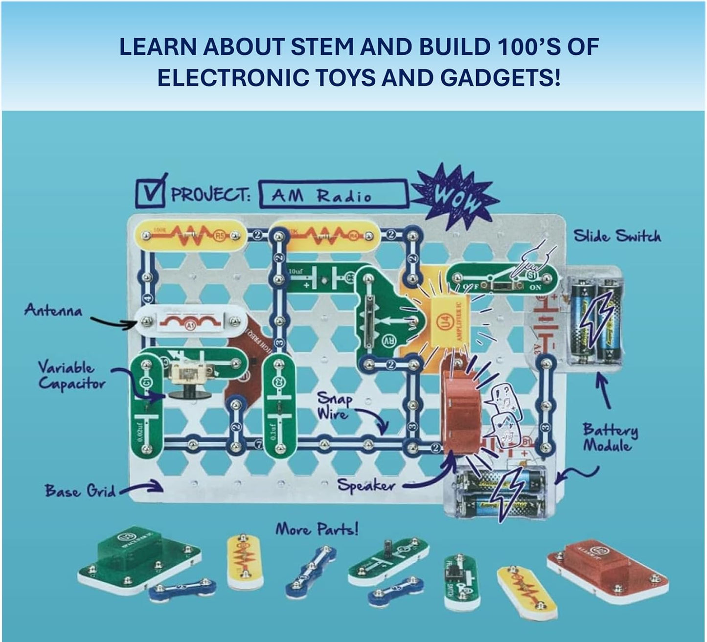 Snap Circuits Classic SC-300 Electronics Exploration Kit | Over 300 Projects | Full Color Manual Parts | STEM Educational Toy for Kids 8+ 2.3 x 13.6 x 19.3 inches