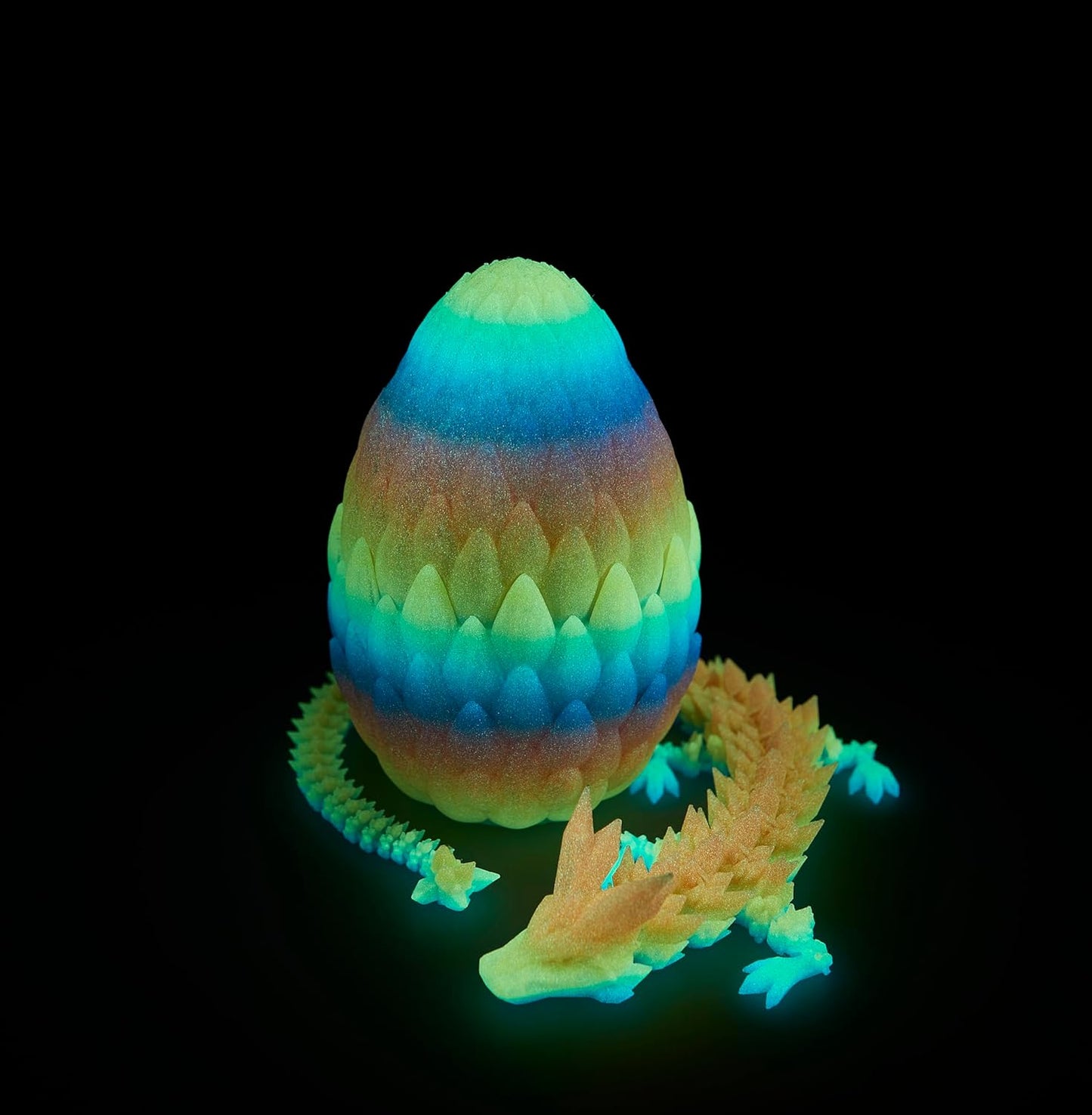 3D Printed Dragon Egg, 15 inchs Rainbow Luminous Dragon Toy,Articulated Crystal Dragon,Glow in Dark Fidget.Cool