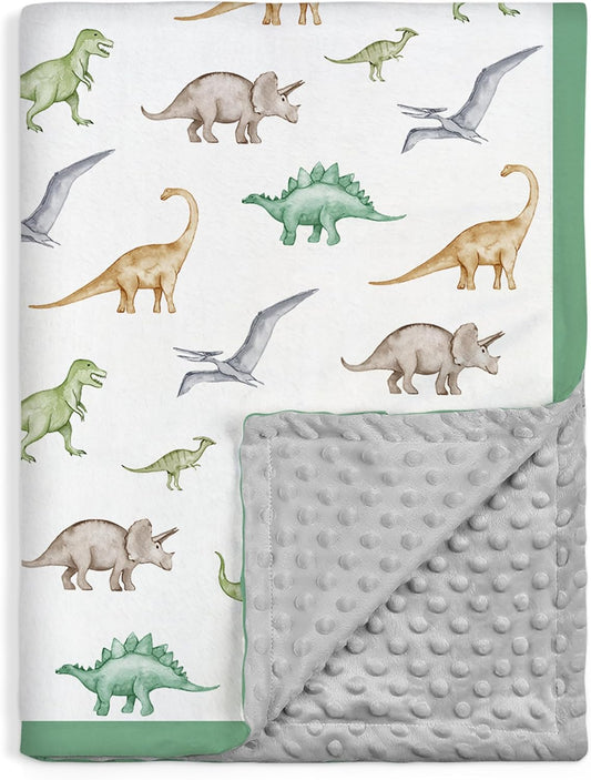 SANDJEST Dinosaurs Blanket for Boys - 30 x 40 Minky Kid Blankets Gift for Kids on Christmas Birthday