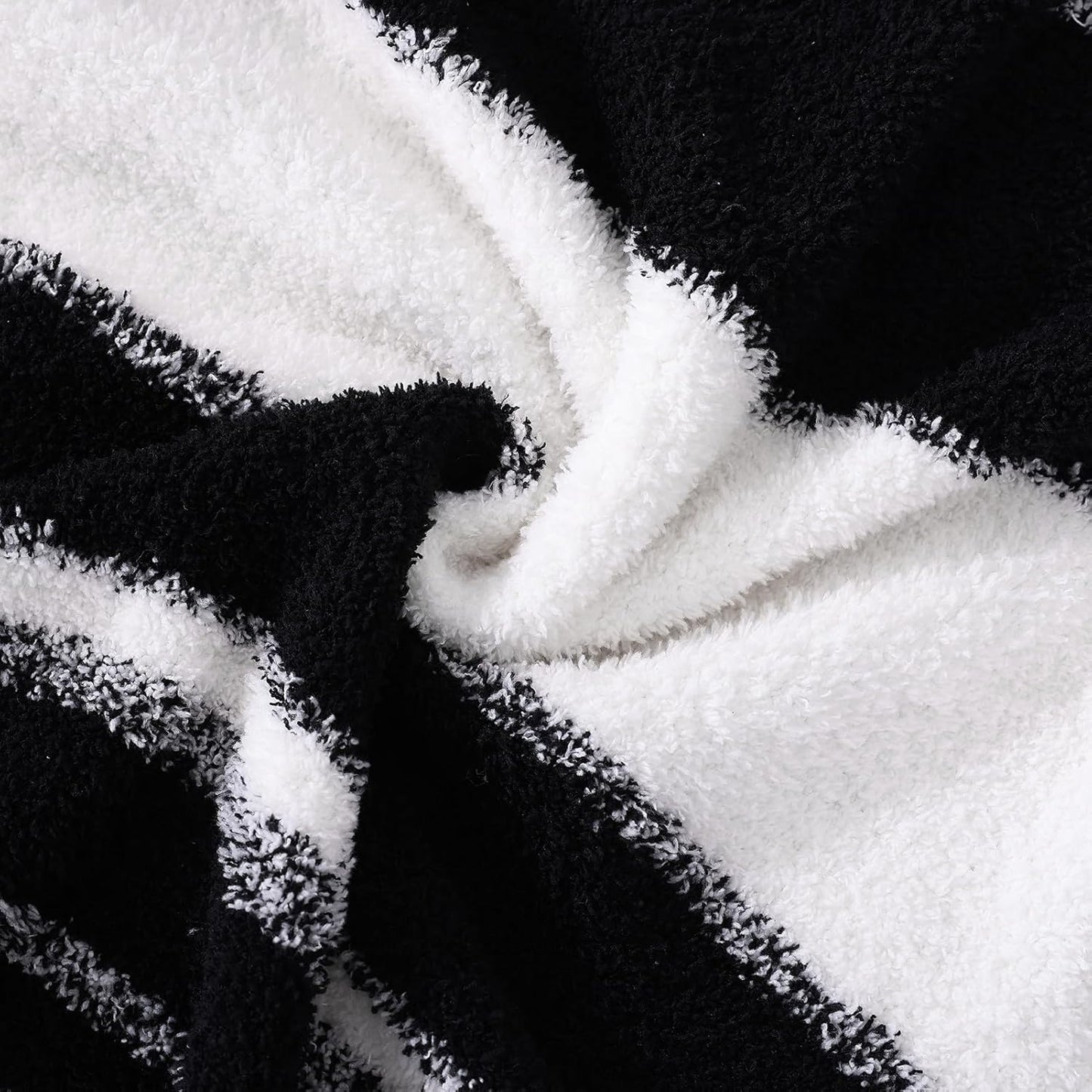 WRENGONGE Black White Throw Blanket, 50x70 Soft Cozy Striped Throw Blankets for Couch, Sofa, Bed, Travel, Lightweight Fluffy Warm Plush Decorative Blankets for Women, Men,Kids Gift