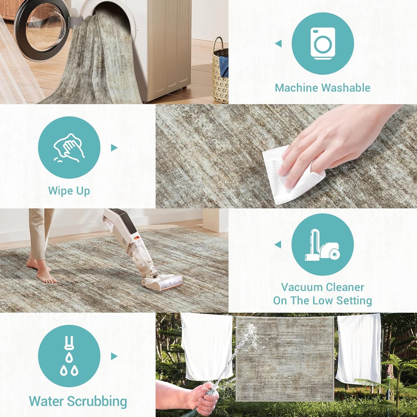 Runner Rug 2'6''x8' Kitchen Runner Rug: Modern Abstract Washable Area Rug with Non-Slip Backing, Thin Long Carpet Runner for Hallway, Bedroom, Laundry Room-Brown