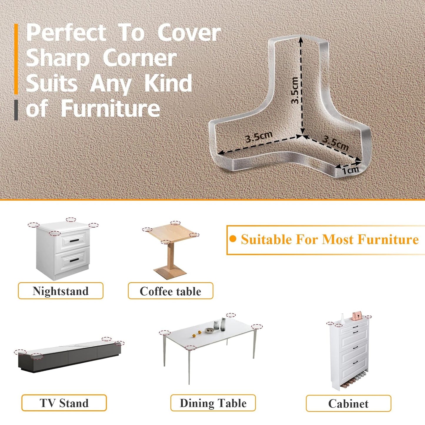 20 Pack Corner Protectors, Clear Corner Guards Table Edge Protectors, Baby Safety Corner Bumpers Covers, Furniture & Sharp Corner Baby Proofing, T-Shaped